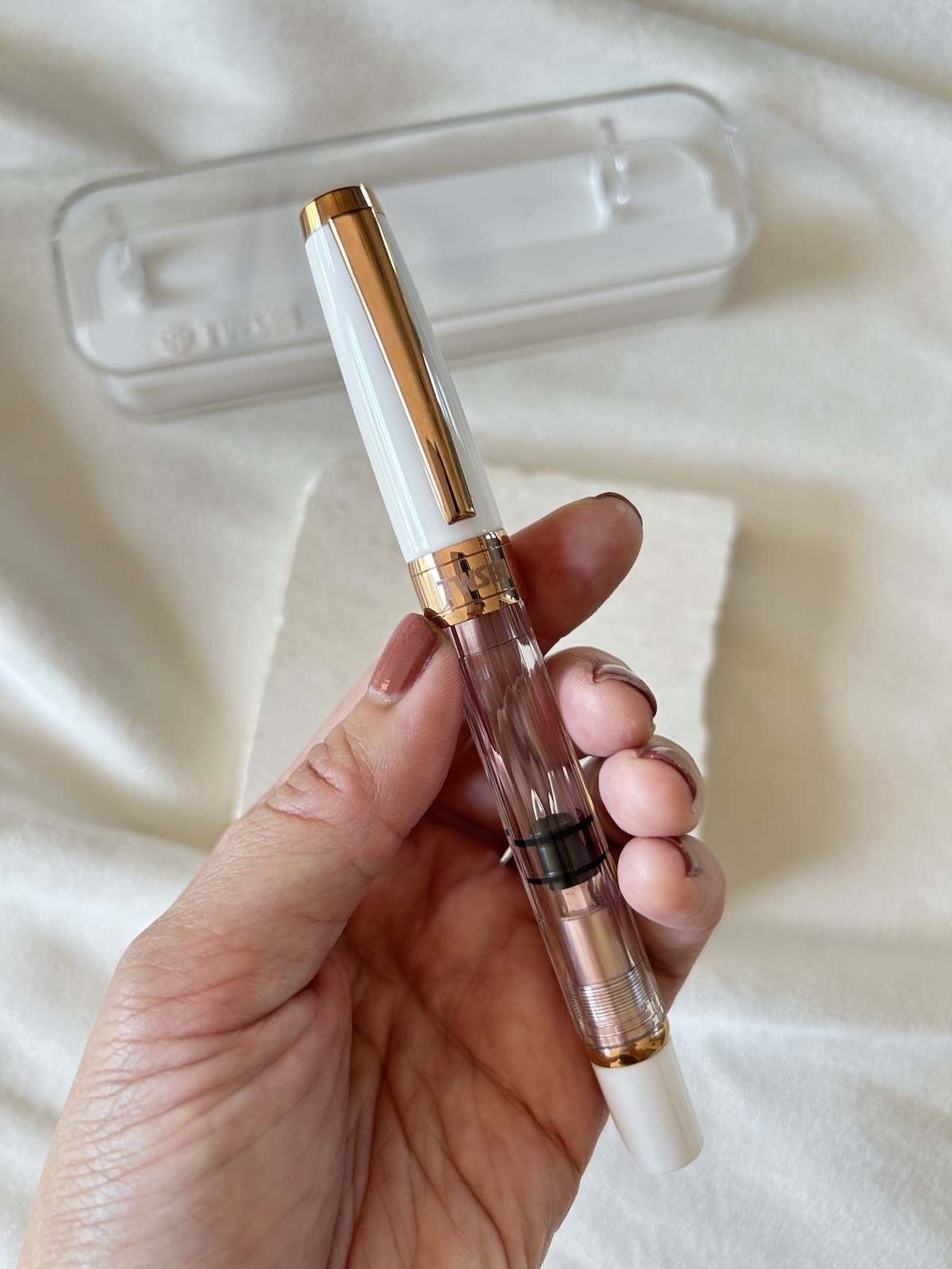 TWSBI Diamond 580 White/Rose Gold Piston Filling Fountain Pen Fine Nib