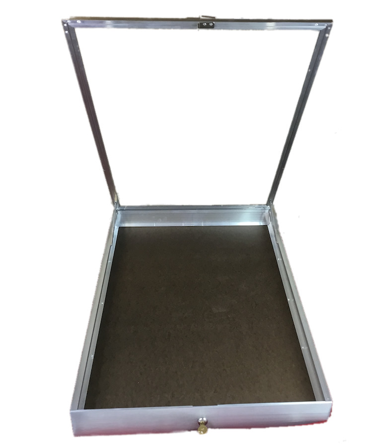Aluminum Display Case End Opening 22 x 34 x 31/4 Knives Cards Gun Jewelry & More