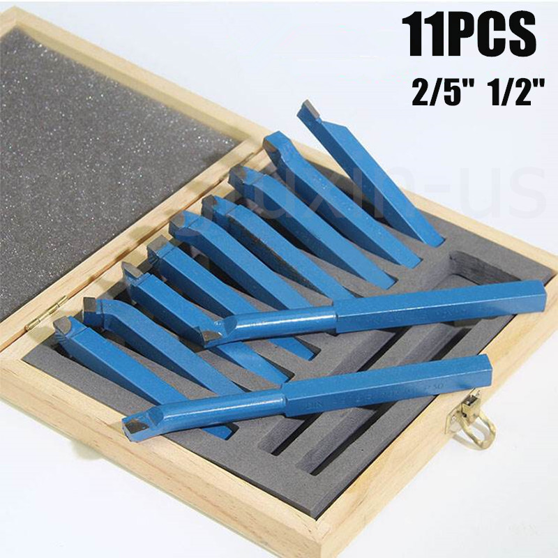 11pcs 2/5” 1/2” Carbide Tip Tipped Cutter Tool Bit Cutting Set for Metal Lathe