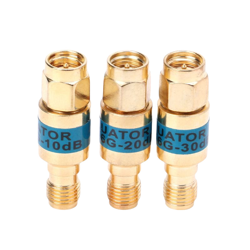 DC-6GHz 2W SMA Fixed Attenuator Brass Gold Attenuator 3db 6db 10db 15db20db 30db