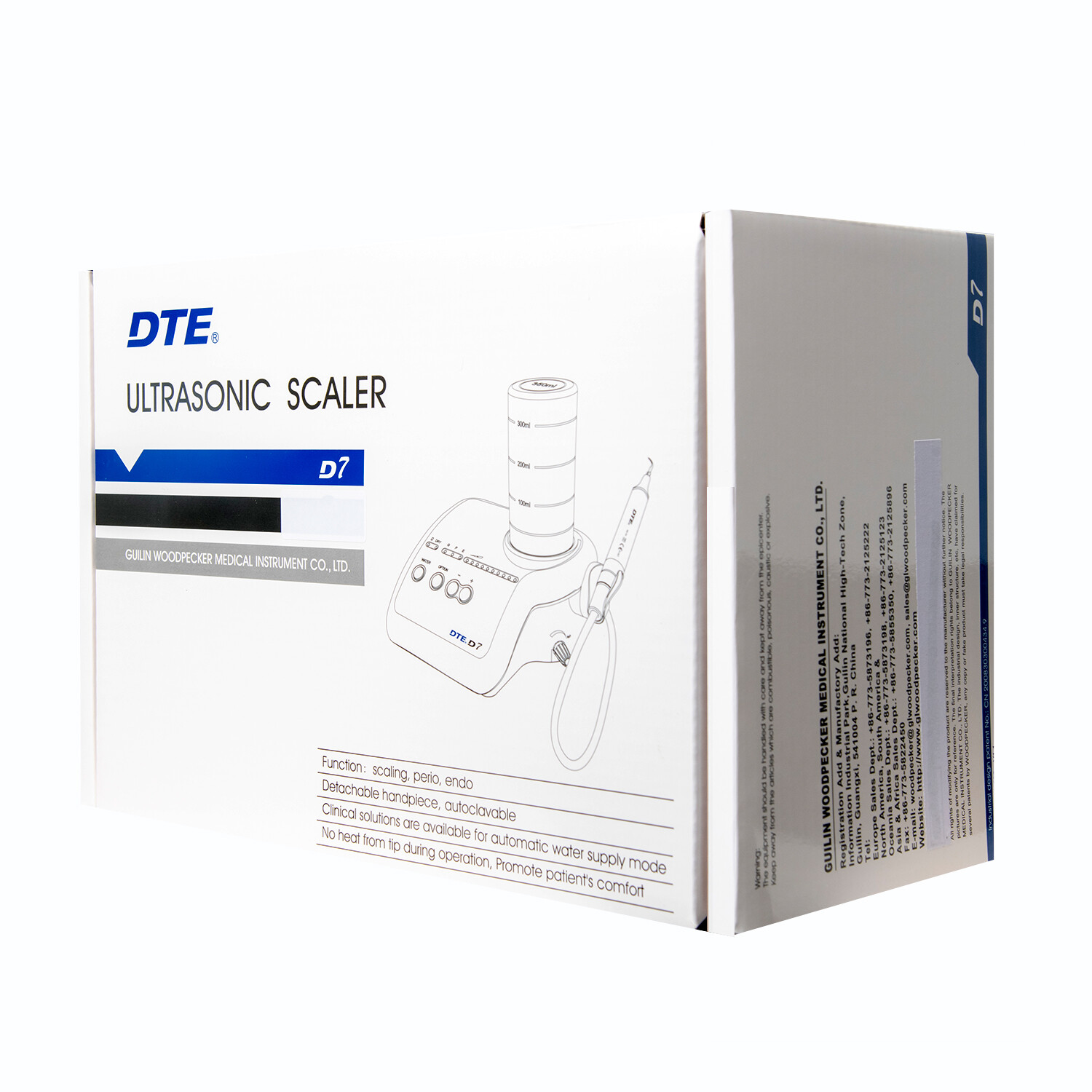 Woodpecker DTE D7 Dental Ultrasonic Piezo Scaler HD-7H Handpiece With 8 Tips