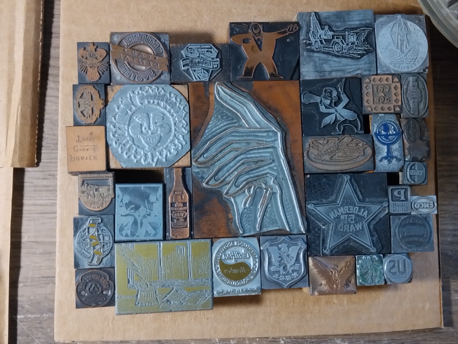 Vintage Printing Letterpress Printers Block. Lot (P1-5)