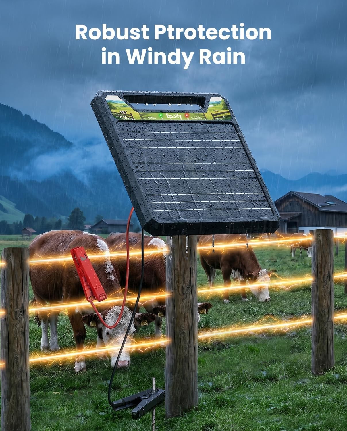 Solar Powered w/ Lithium Battery Electric Fence Charger 45 Mile Predator Control