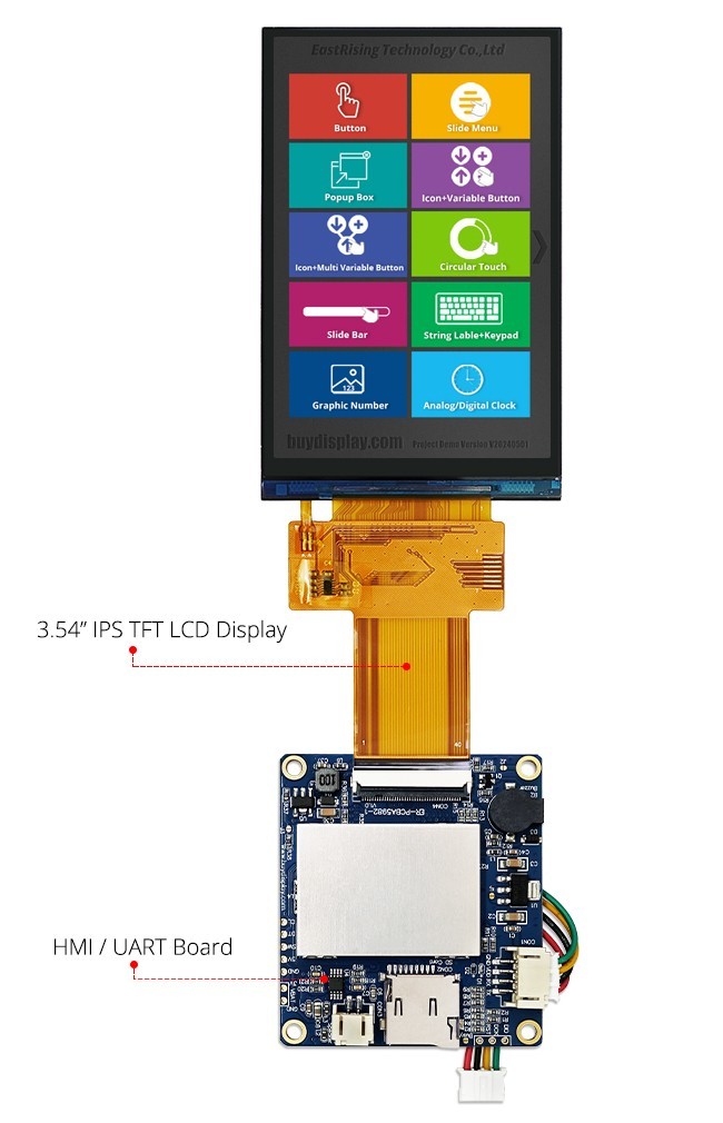 3.54 inch 640×960 Bar Type HMI Display Intelligent Smart UART TFT LCD