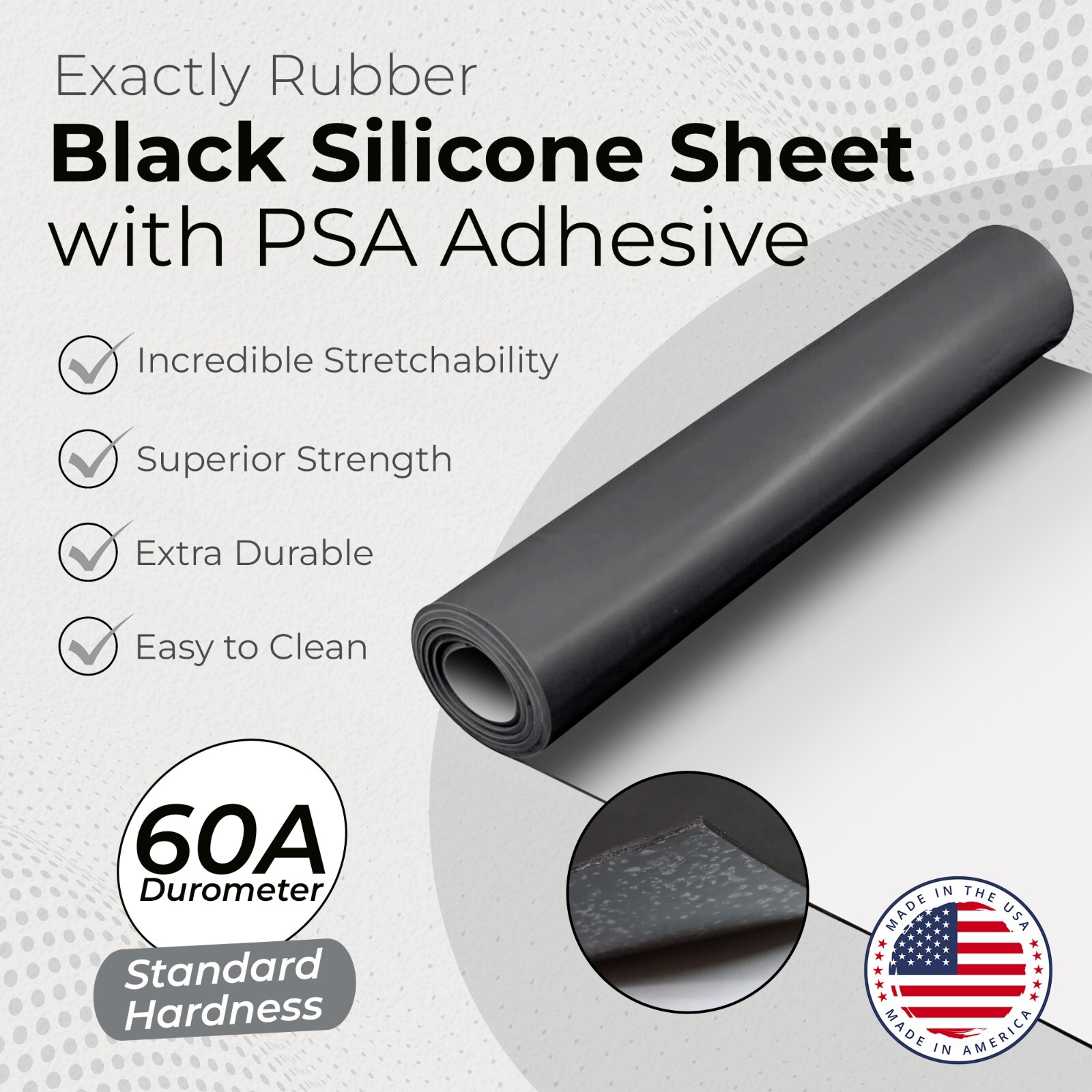 Black Silicone Rubber Sheet 60A 1/32 x 3 x 9″ Gasket Material with Adhesive PSA