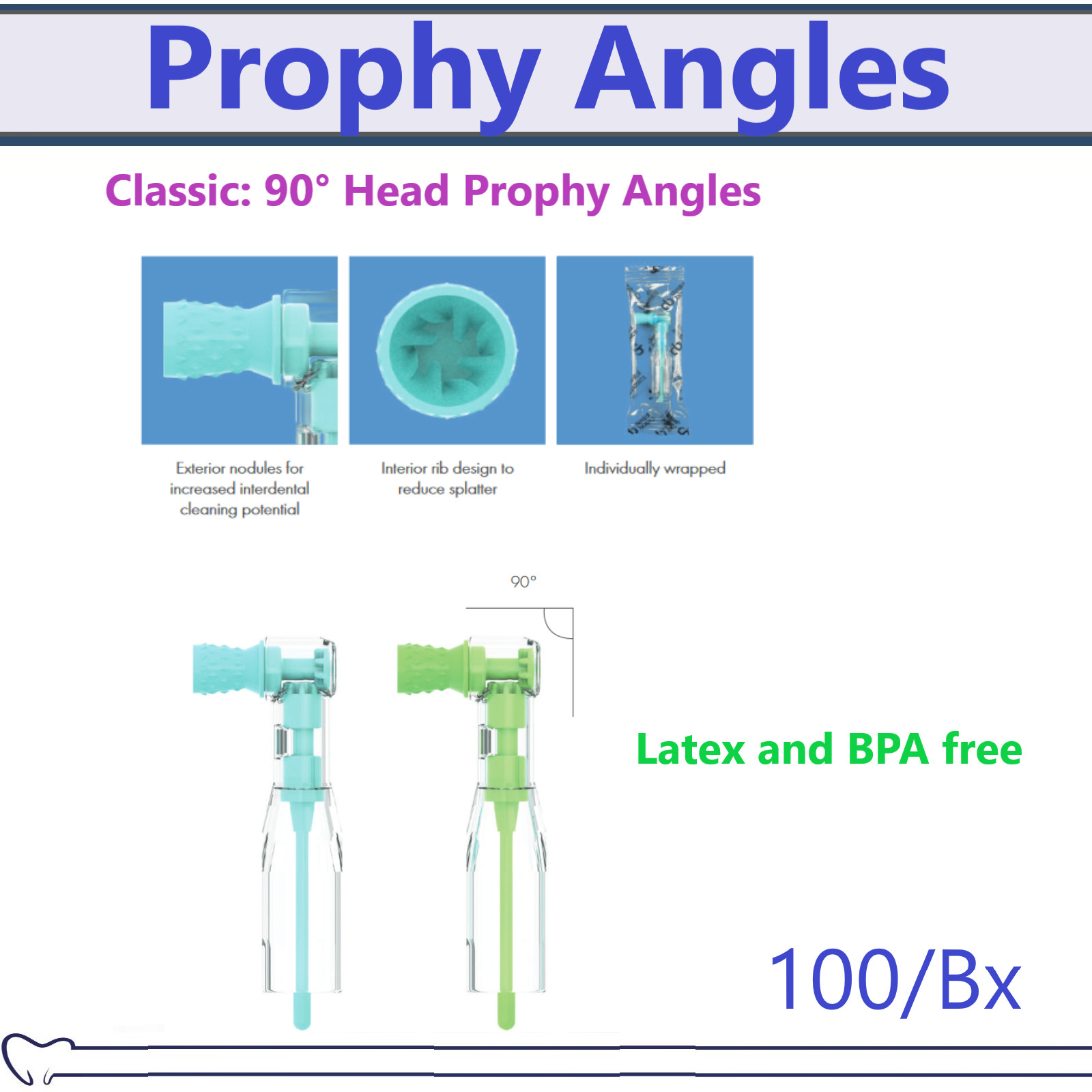 Dental Prophy Angles Soft Cup Regular Cup Ergonomic 105° Head Angle, 12/100/Bx