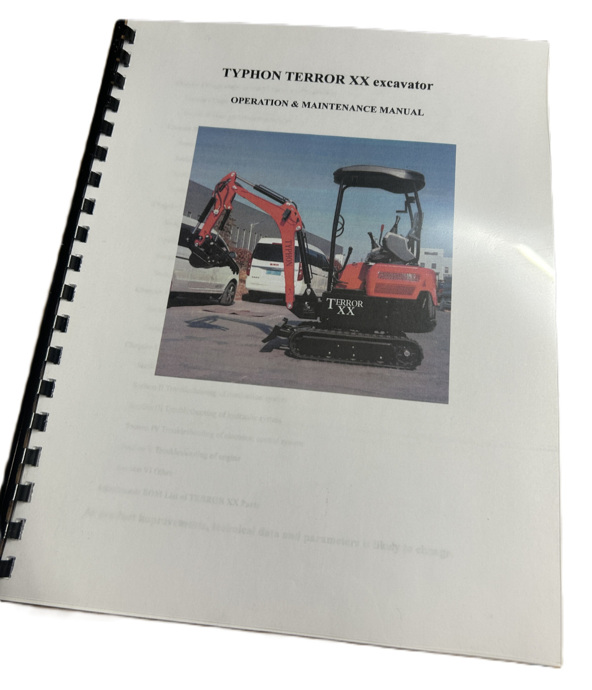 Typhon Terror XX Mini Excavator Track Hoe Operation & Maintenance Manual