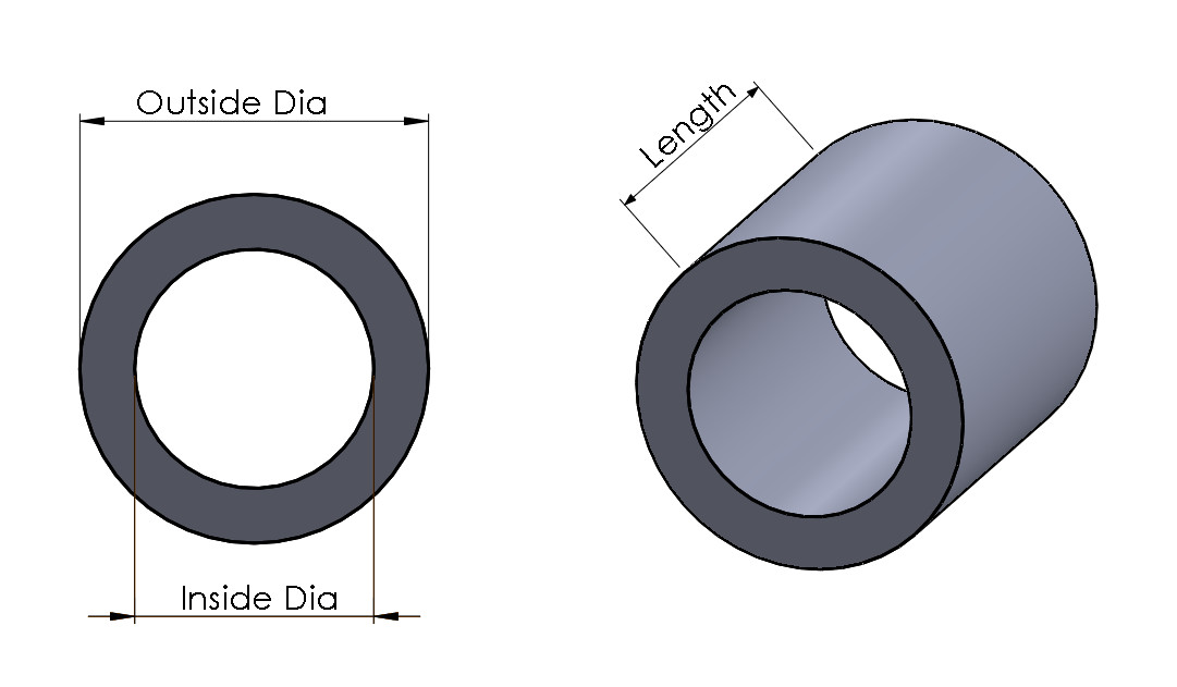 New Aluminum Spacer Bushing 5/8″ OD x 5/16″ ID–Fits M8 or 5/16″ Bolts