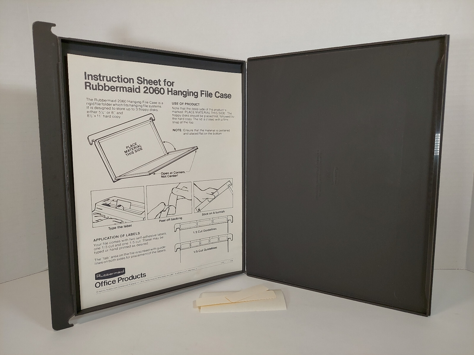 Vtg NOS 1983 Rubbermaid 2060 Hanging File Case Slate Charcoal Grey Office Supply