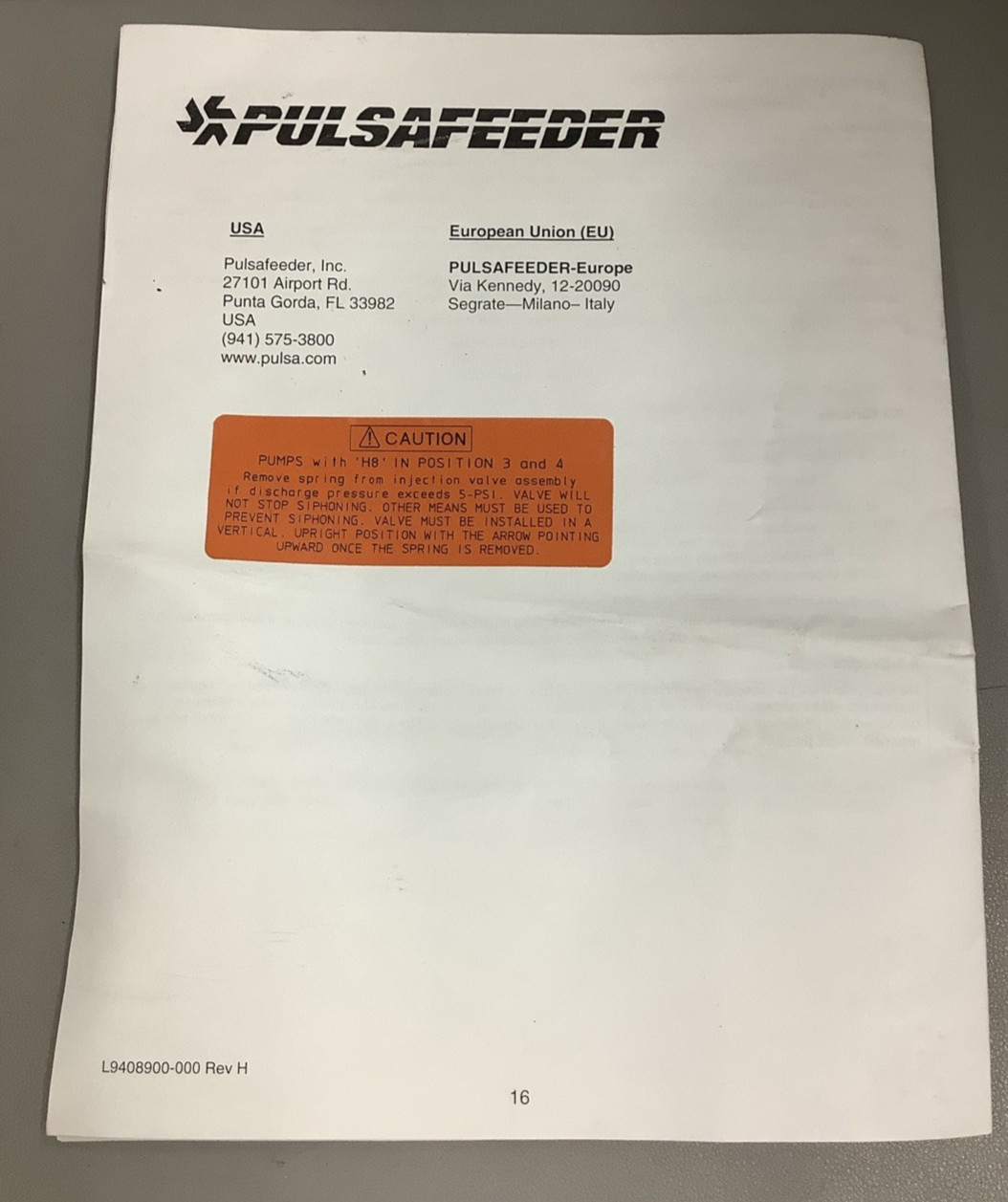 PulsaFeeder Pulsatron LPH8MA-PHCB-XXX Electronic Metering Pump 600GPD 1A (R31)