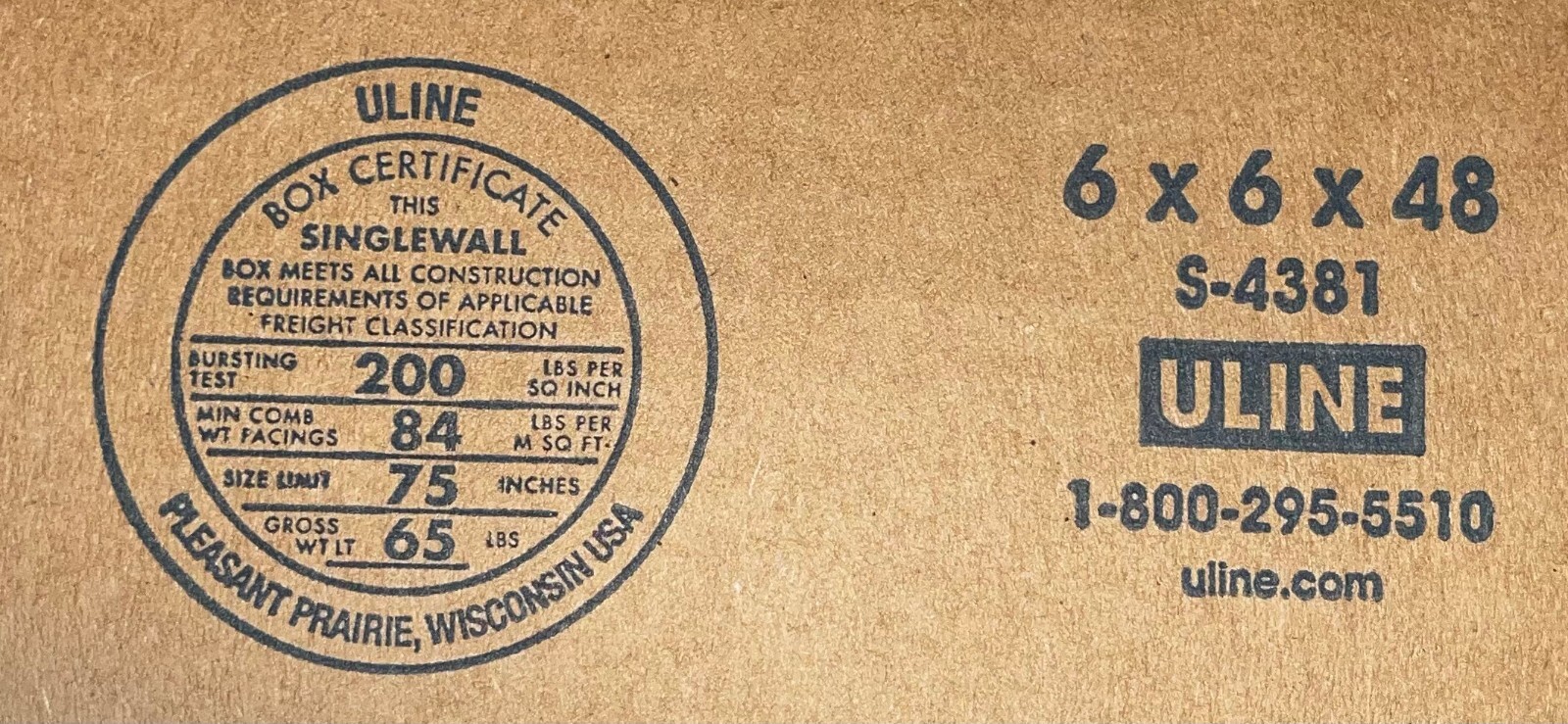 6″ x 6″ x 48″ CARDBOARD BOX – 200 lb -25 BOX BUNDLE – TALL