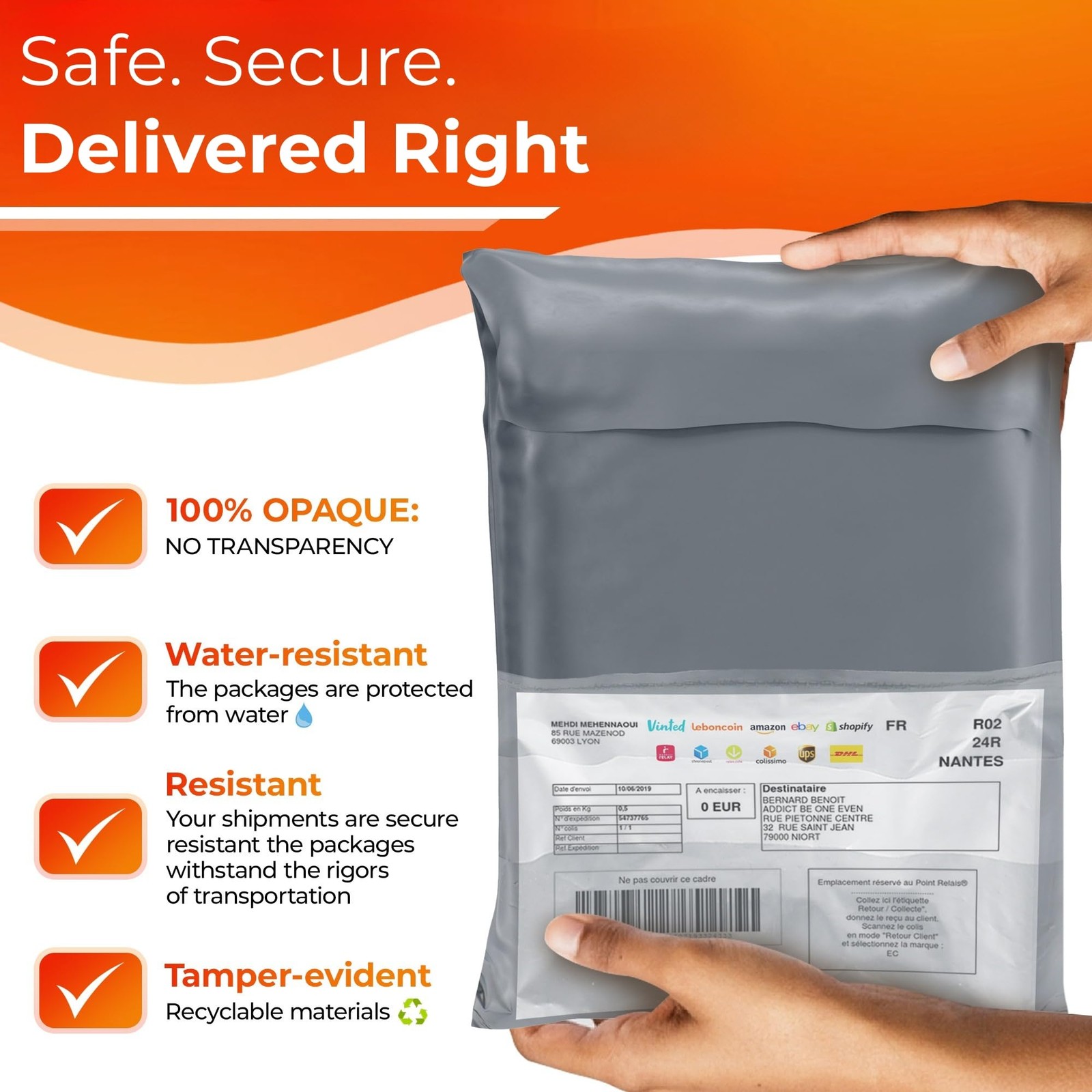 30 Pack Poly Mailers Shipping Bags Grey Envelopes Tear Resistant 3 Sizes