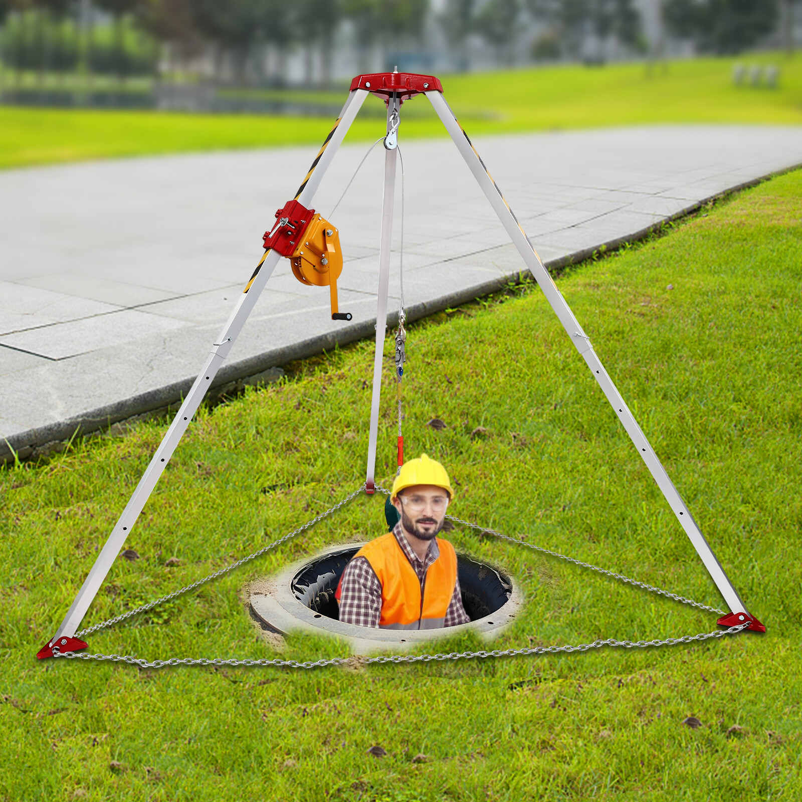 Adjustable Legs Rescue Tripod Professional Confined Space Tripod Kit w/5.2ft-8ft