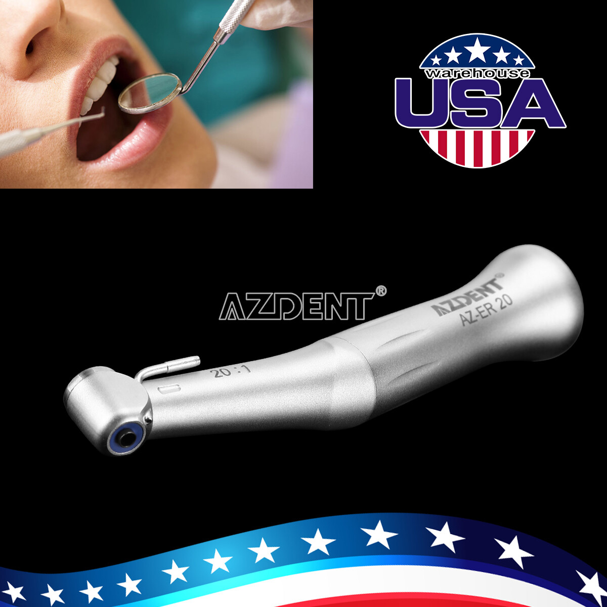 AZDENT Dental Implant 20:1 SurgicalContra Angle Handpiece AZ-ER 20 Reduction