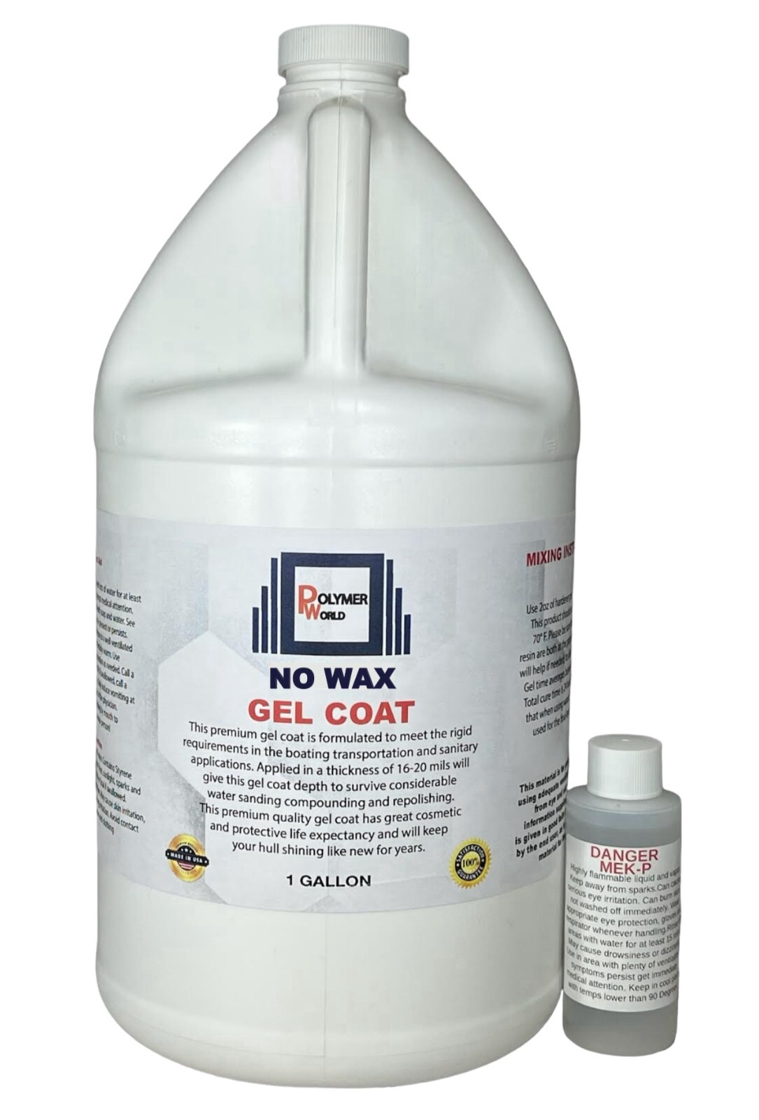 Polymer World White Gelcoat NO WAX 1 Gallon, Boats, Cars, RV, Fiberglass ,Tubs