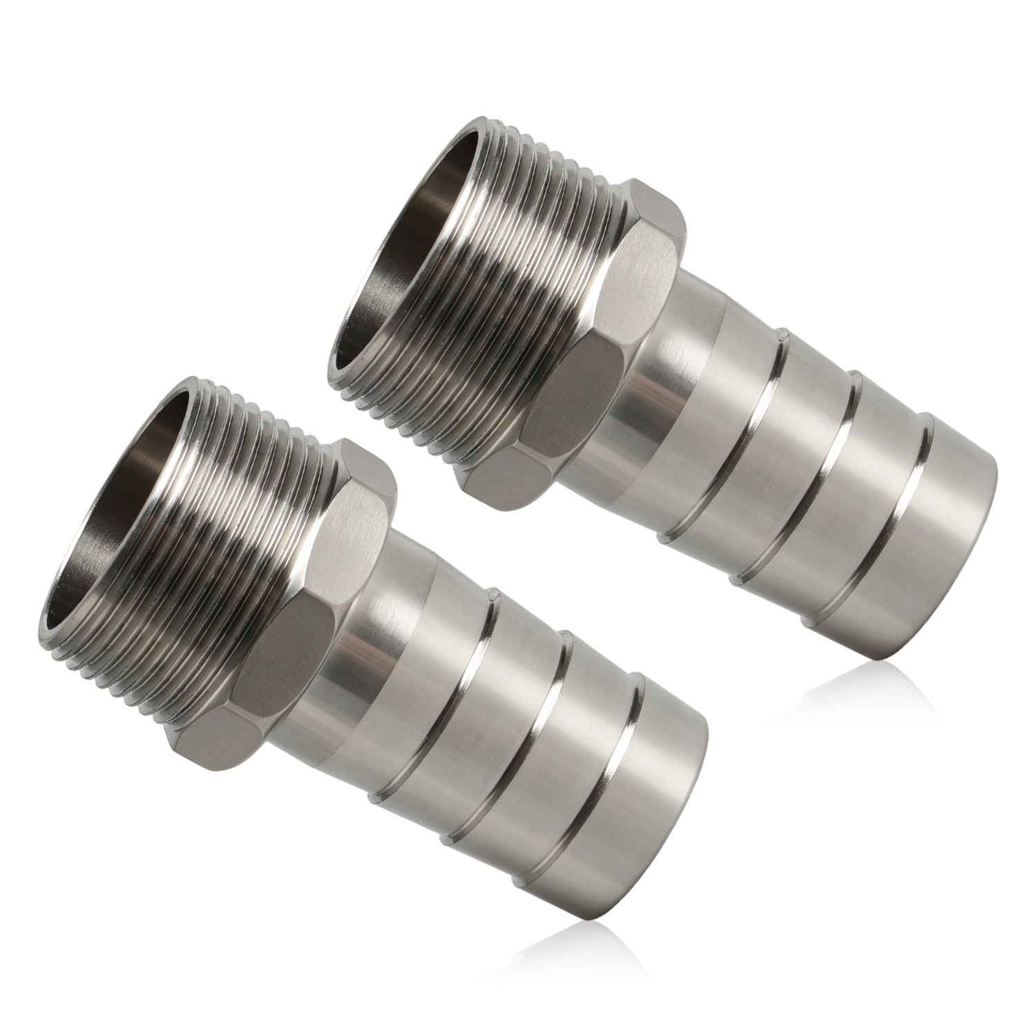 1-1/4″ to 1-1/4″ NPT Male Hose Barb Fittings SS304 2x for Water Air Gas