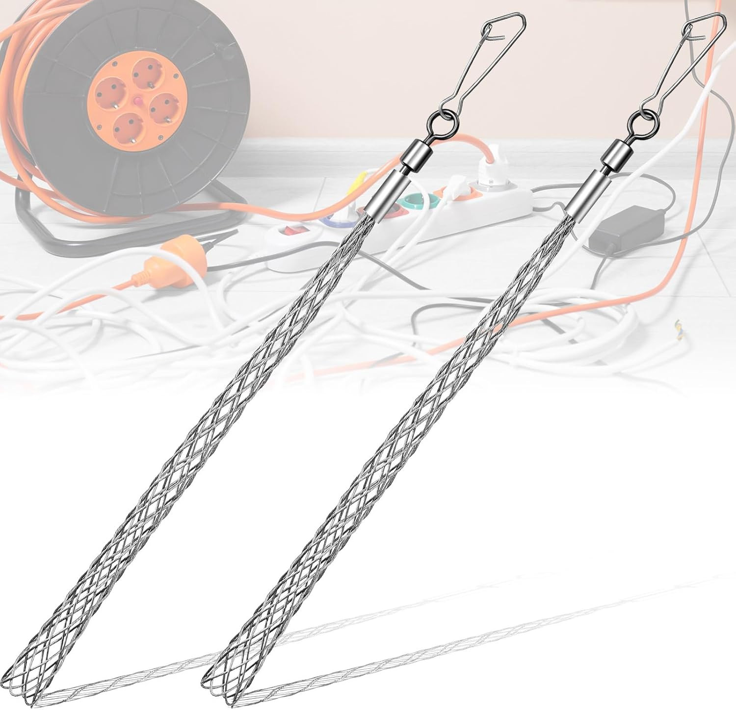 2 Pcs 3/4 in Wire Pulling Grip Mesh Metal Cable Puller Socks Wire Tools for Elec