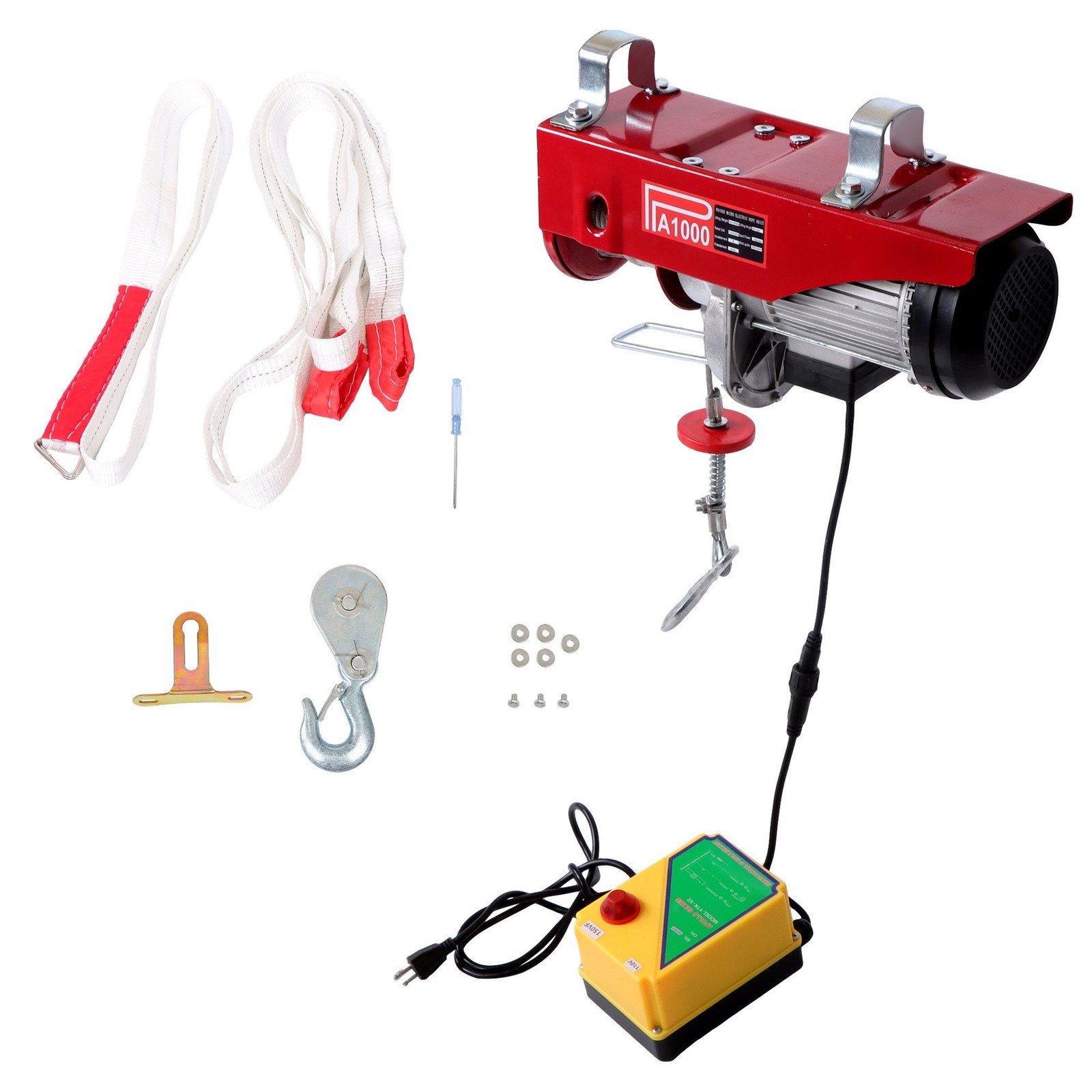 2200 LBS 1600W Electric Steel Wire Winch with 328ft Wireless Remote Control