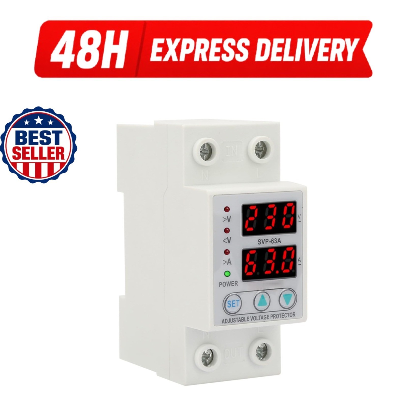 Estink Voltage Protective Device AC230V 63A Adjustable Current Protector