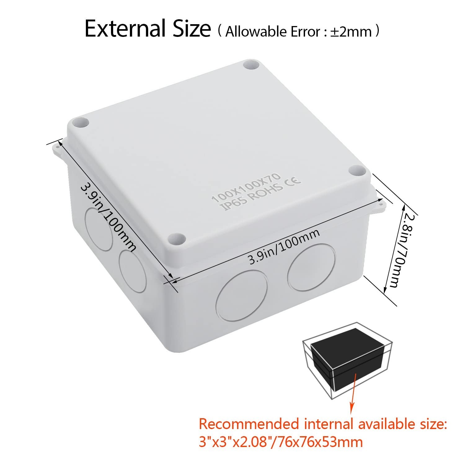 Water Resistant Dustproof ABS Plastic Junction Box Electrical Enclosure White