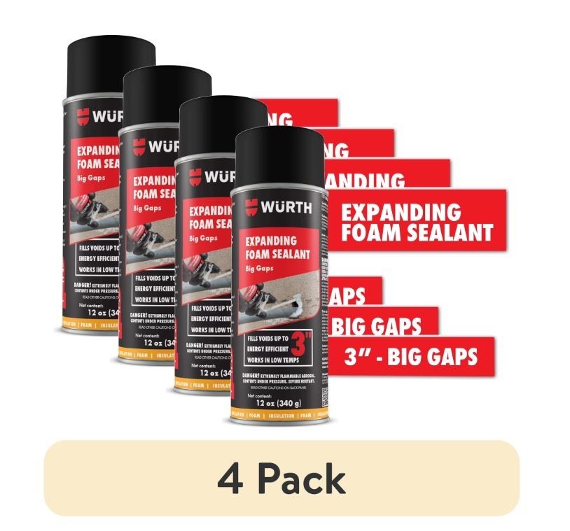 (4 Pack) Big Gaps Expanding Insulating Spray Foam Sealant, up to 3-in, 12oz Can