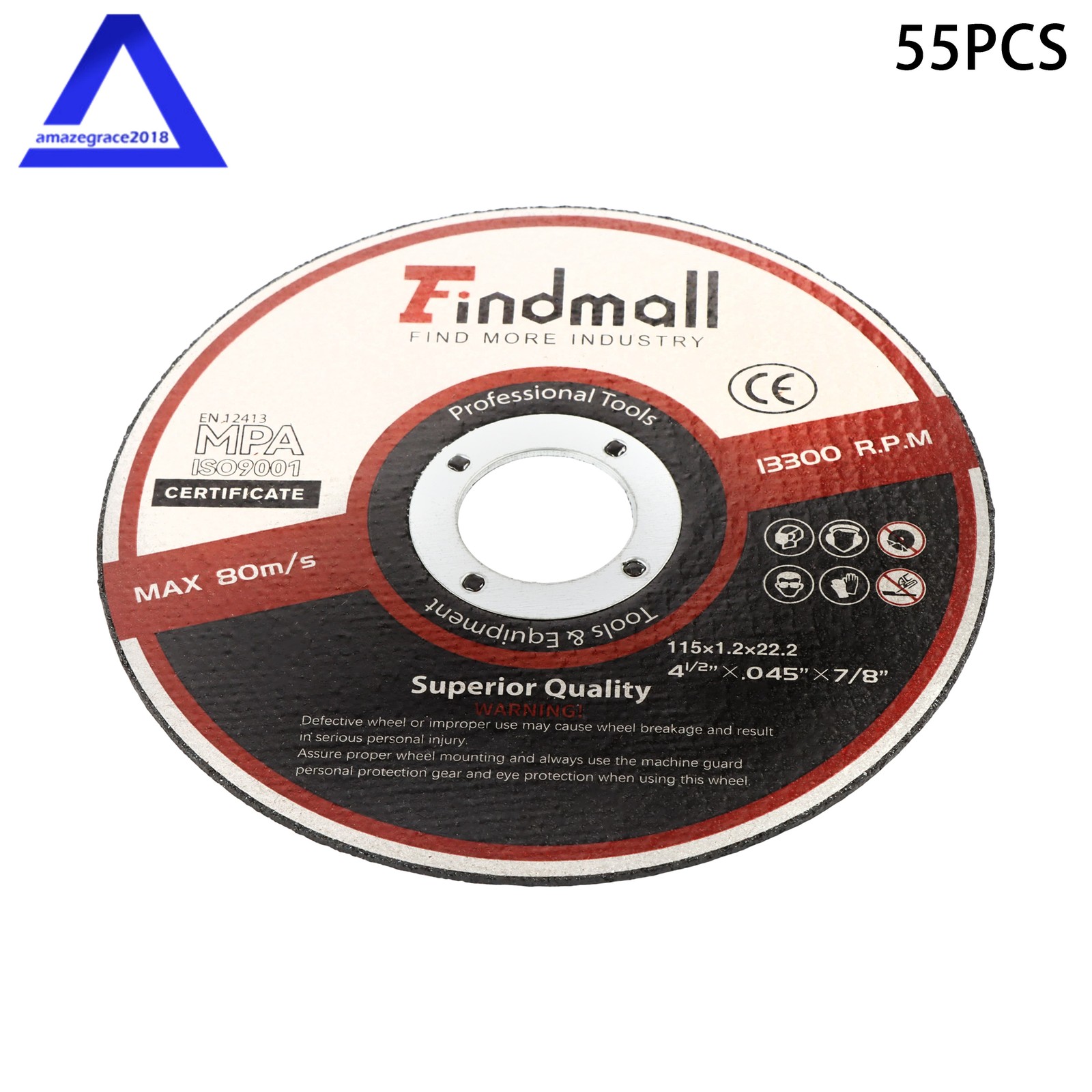 4.5″×3/64″×7/8″ Cutting Disc Ultra Thin Cut Off Wheel For Angle Grinder 55Pcs