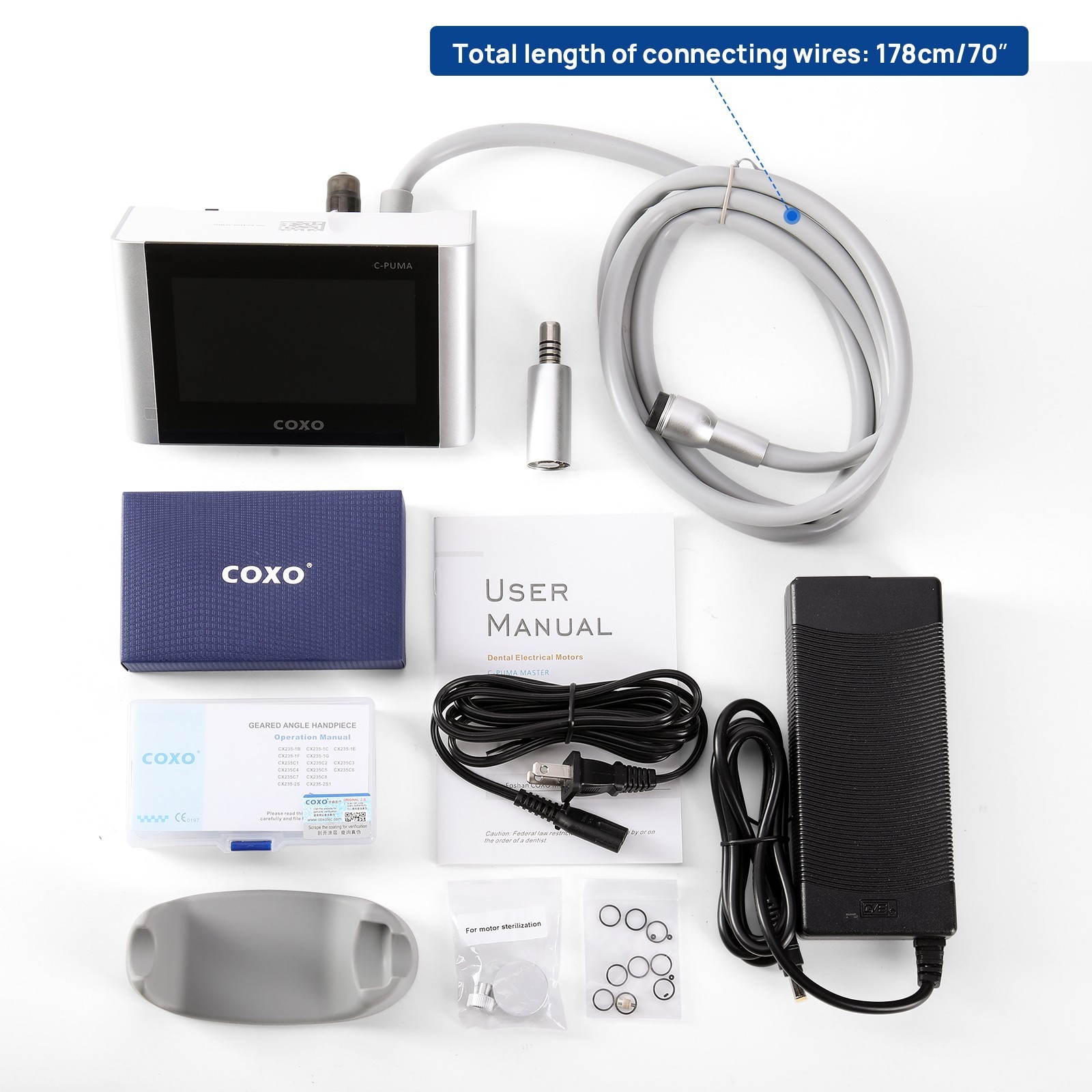 COXO Dental 1:5 LED Standard Head Contra Angle Handpiece /C-PUMA MASTER Motor