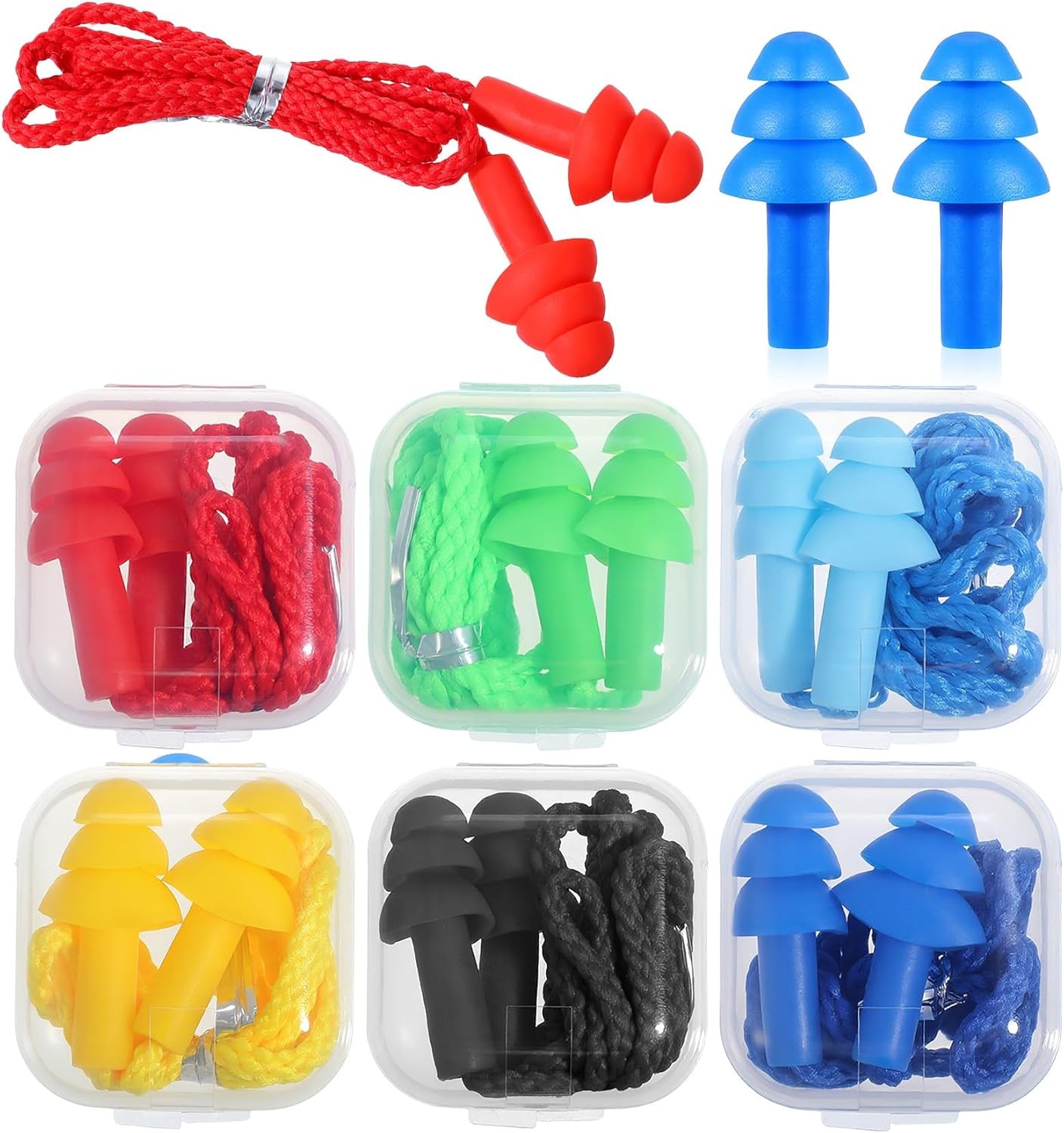 6 Pairs Ear Plugs for Sleeping, Soft Reusable Silicone Earplugs for Swimming & N