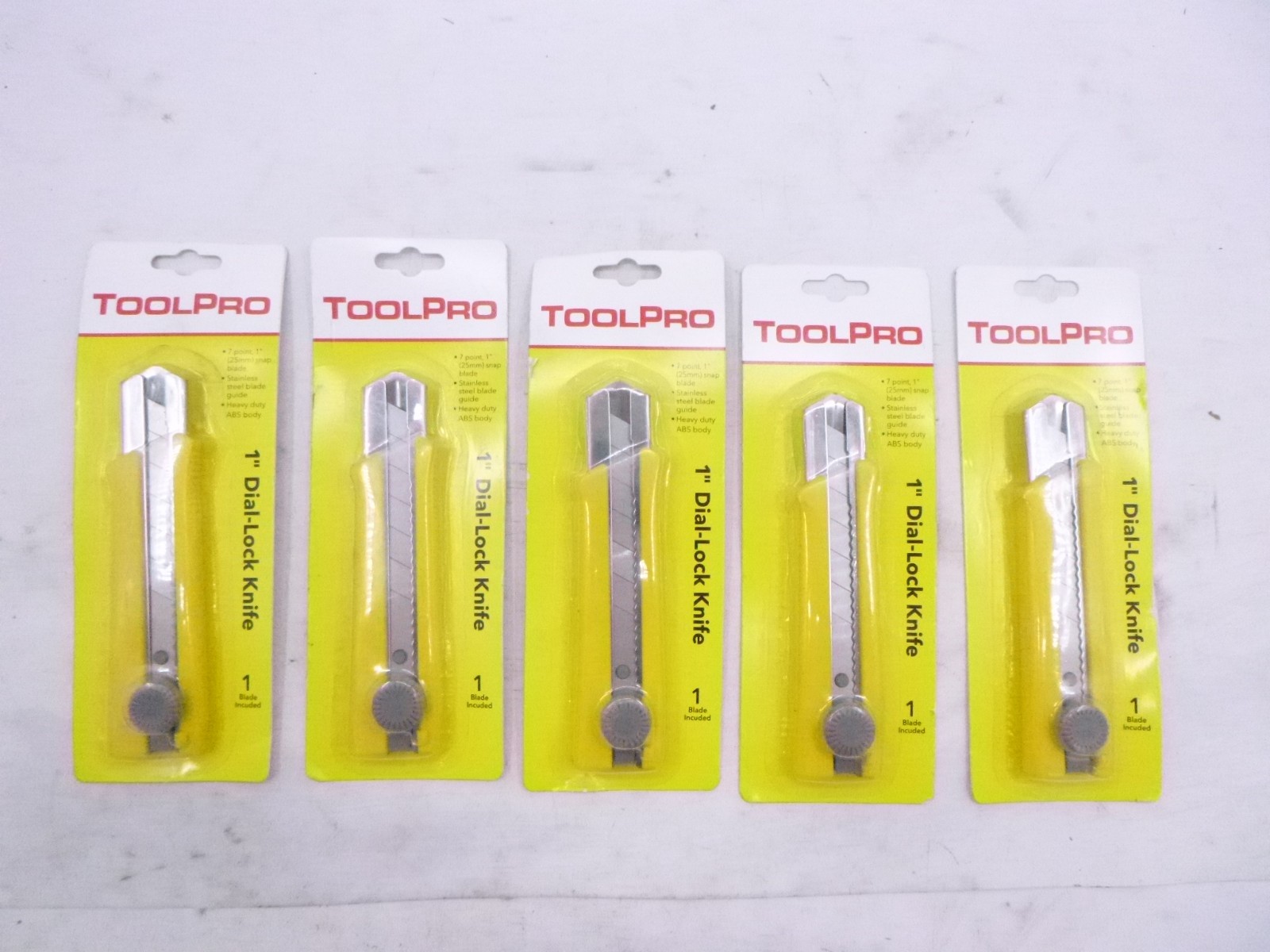 5 Pack Toolpro 1″ Dial Lock Snap Knife with Dial Blade Lock TP55080