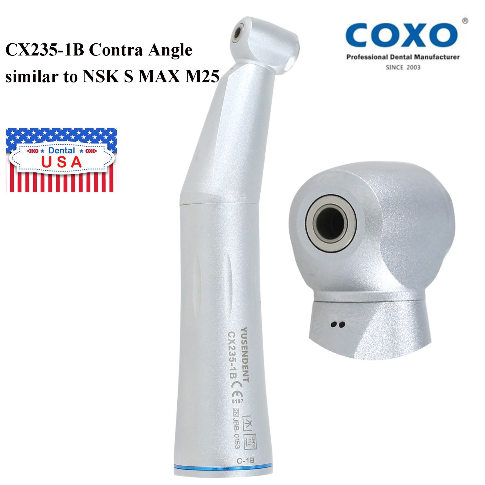 COXO Dental Inner Water Contra Angle Handpiece CX235-1B C-1B 1:1 ISO E Type
