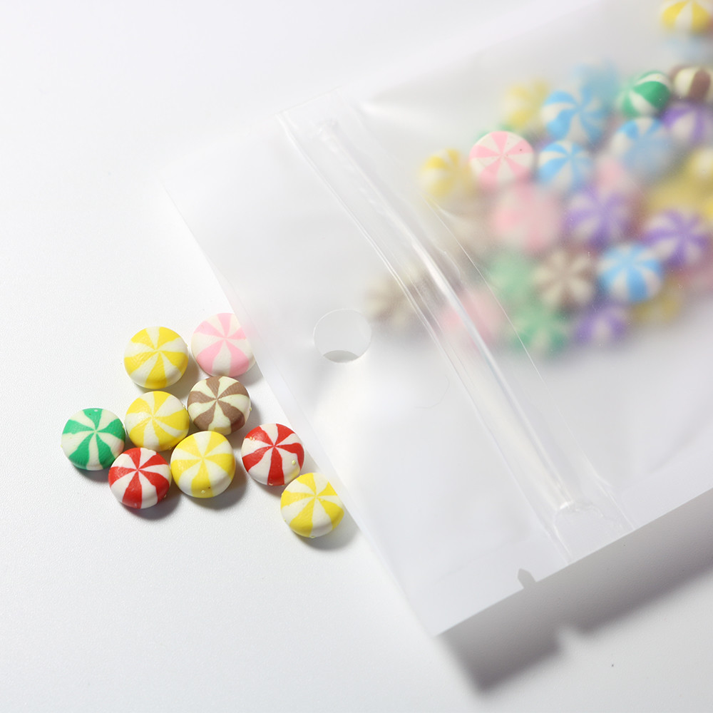 Multi-Sizes Matte Clear White Mylar Zip Lock Pouch Bag w/ Round Holes B02