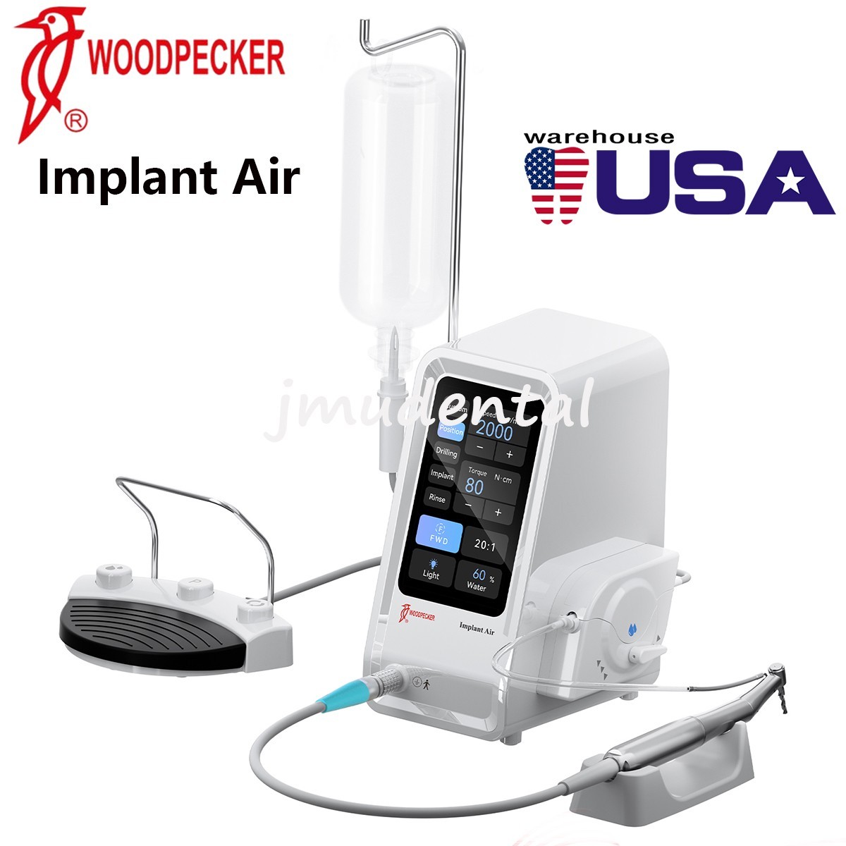 Woodpecker Dental Brushless Implant Air Motor 20:1 LED Contra Angle Handpiece