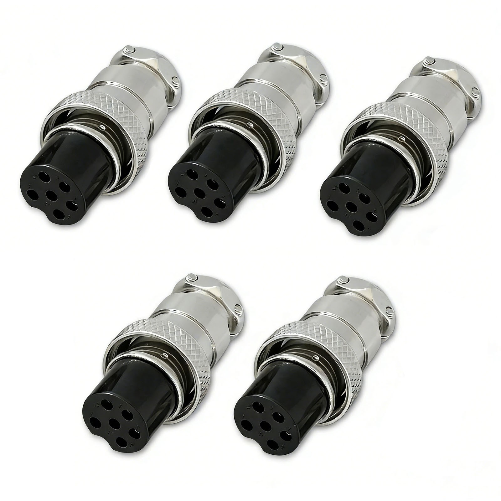 5PCS C-6 6 PIN FEMALE METAL MICROPHONE MIC CONNECTOR PLUG