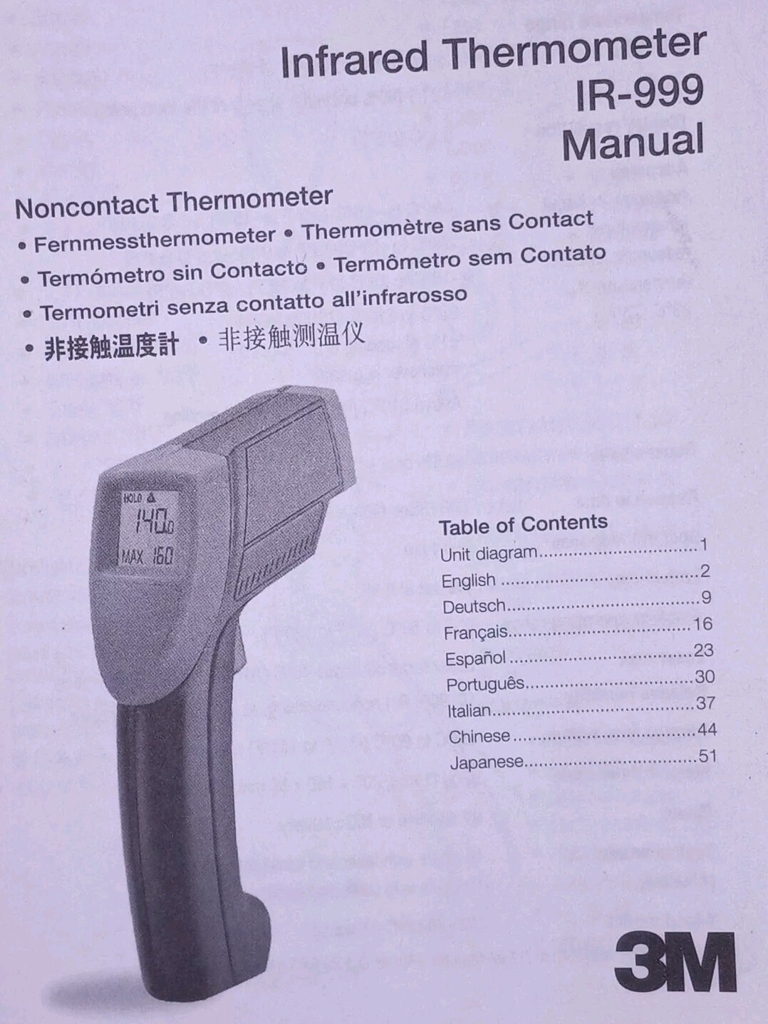 3M Infrared Noncontact Thermometer IR-999 In Hard Case TESTED Works Great Used