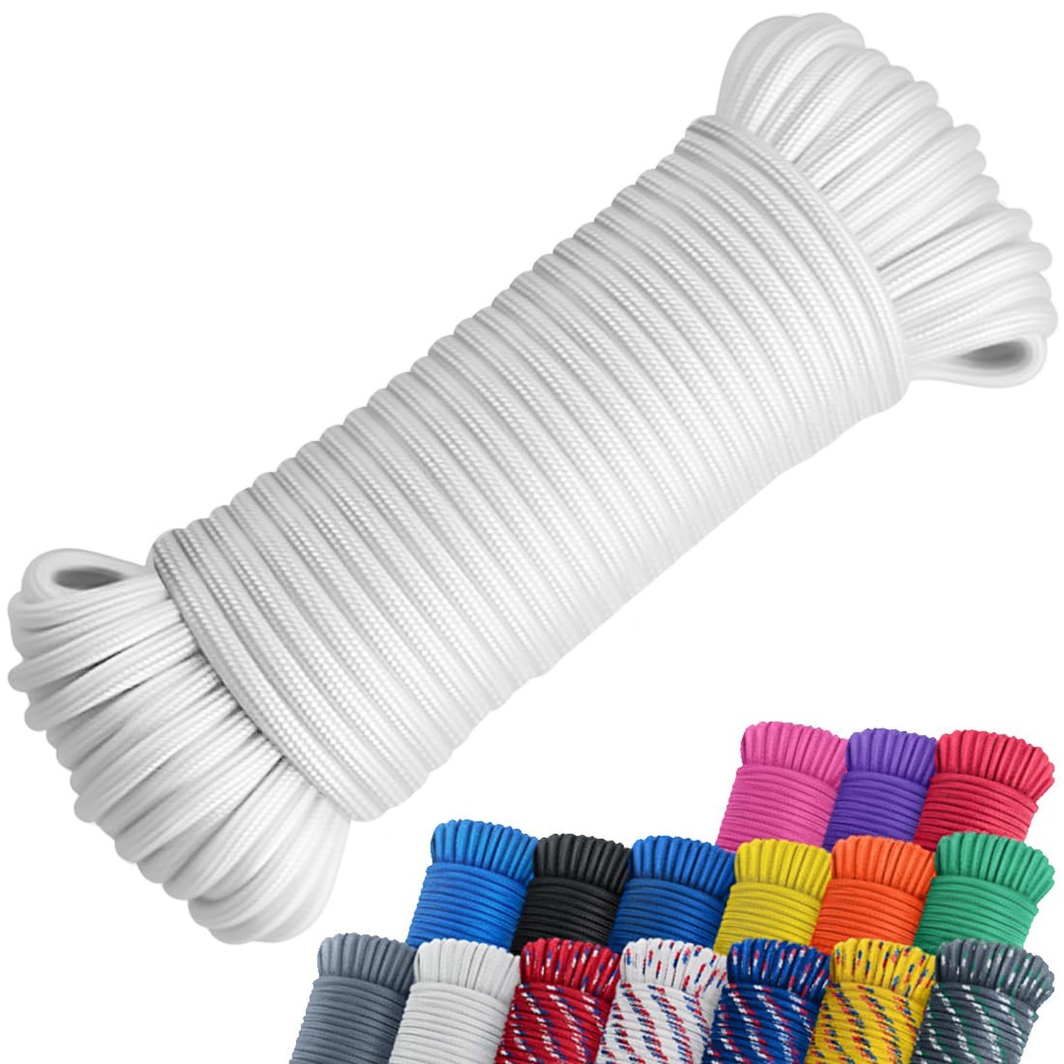 100 ft 1/4″ Polyester Rope (Comparable to Nylon Rope) Poly Strong Utility Cord