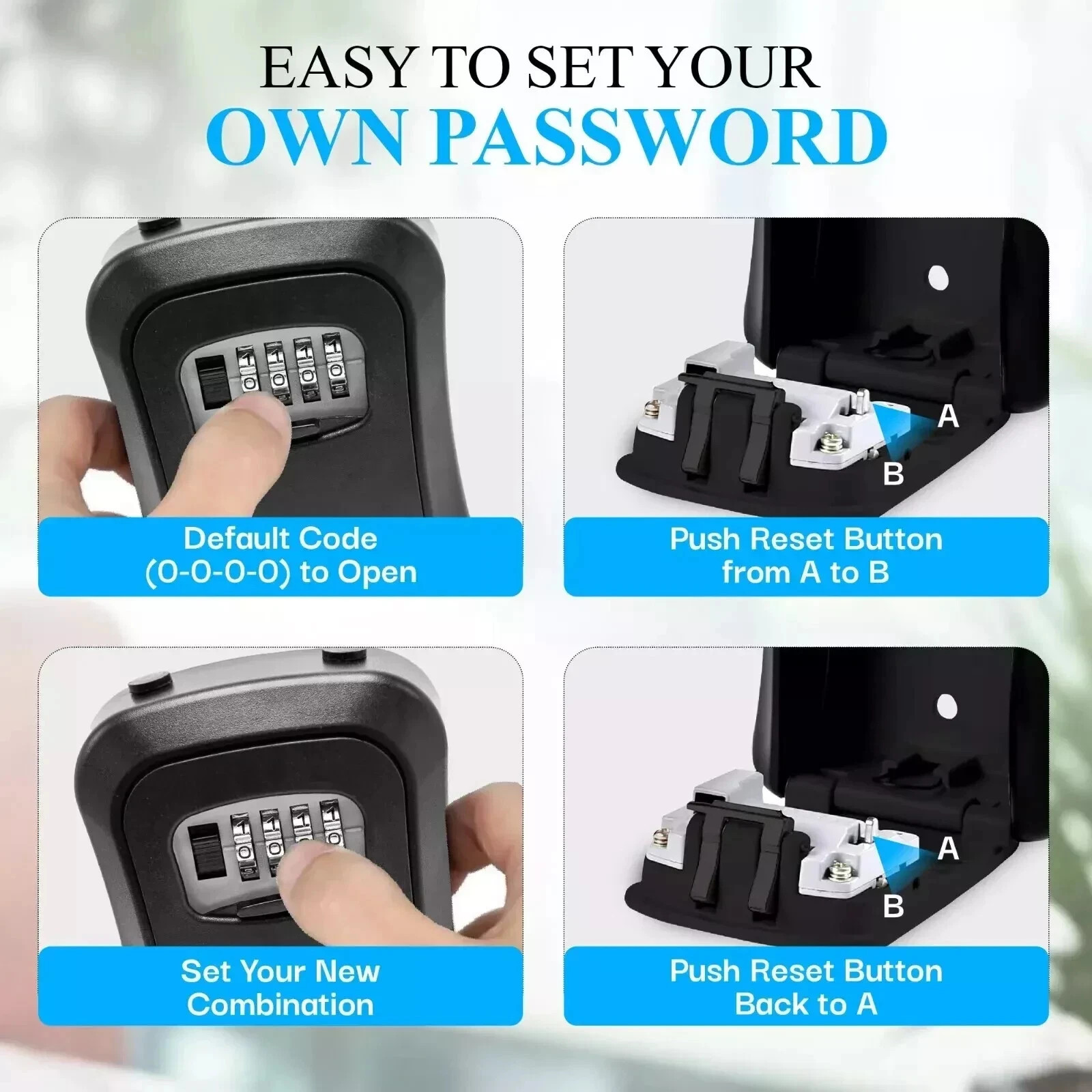 Key Lock Box for Outside-Combination Lockbox for House Key-Portable/Wall Mounted