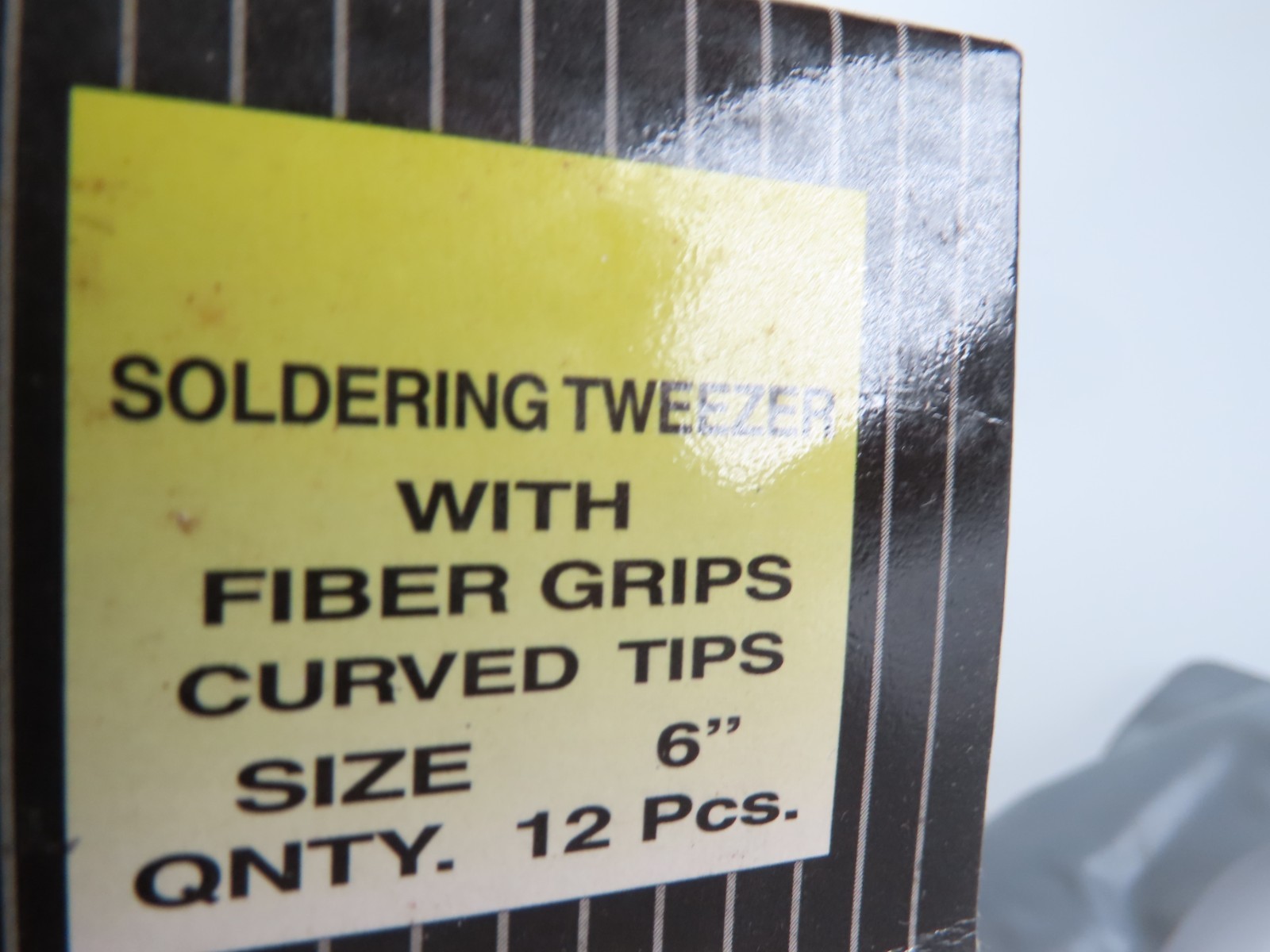 New Stainless Steel Soldering Tweezers Fiber Grip Curved Tips Pouch Pack 12 Pack
