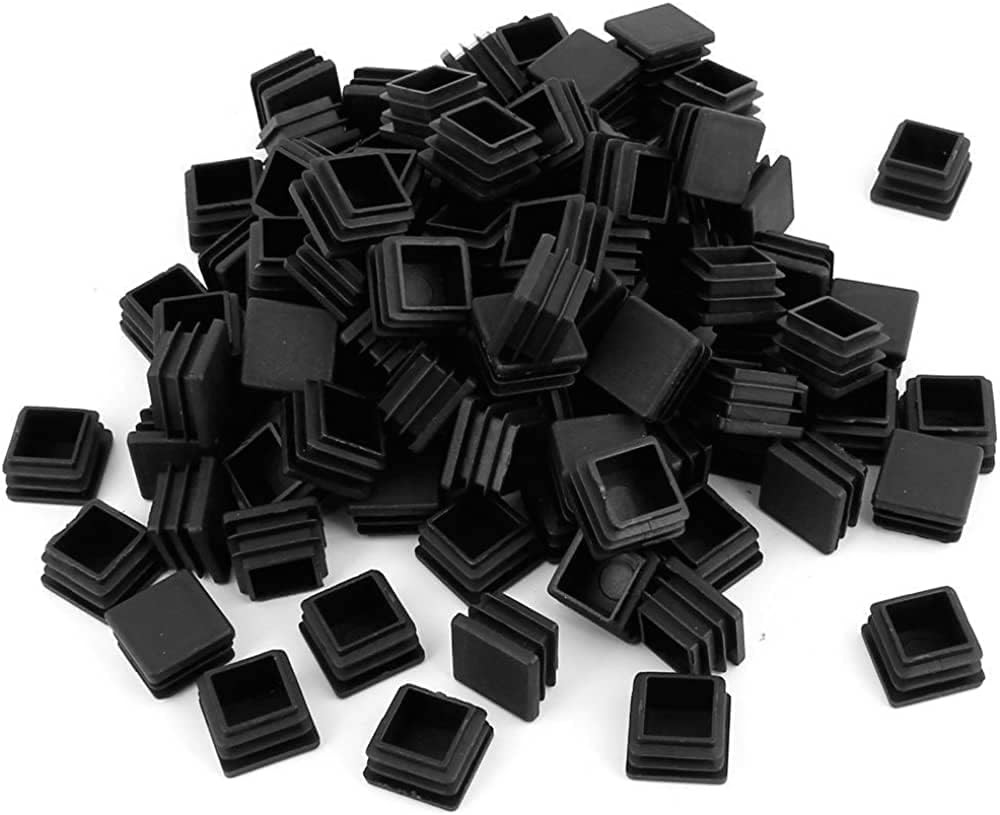 100 Pack 1 Inch Square Plastic Plug Tubing End Cap Durable Chair Glide