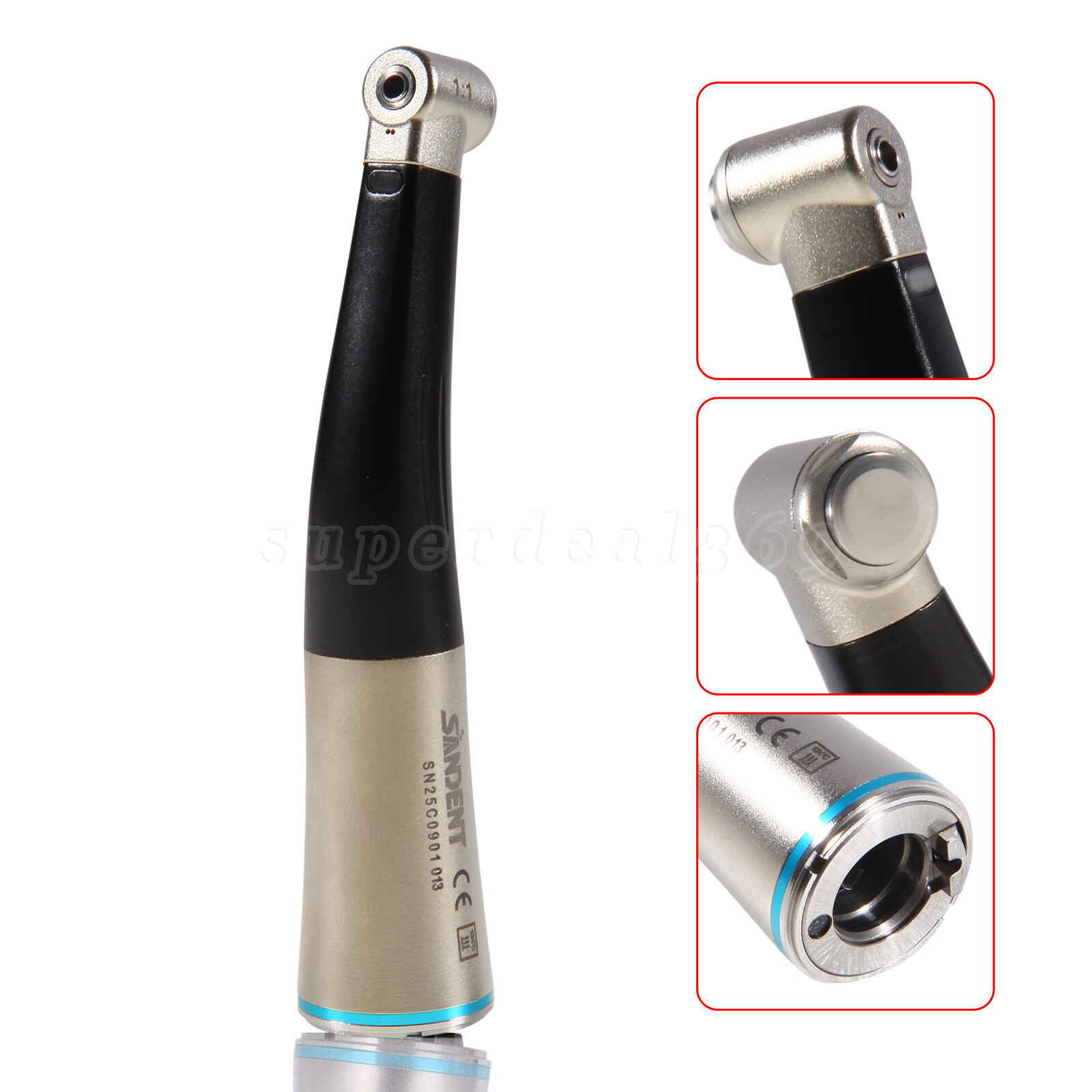 SANDENT Dental 1:1 Fiber Optic Contra Angle Low Speed Handpiece Inner Channel ns