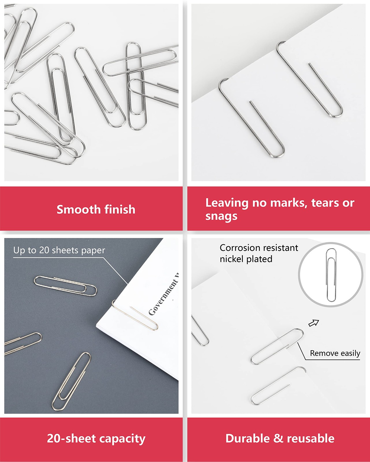 Paper Clips Smooth Paperclips For Office School Personal Use 300 Large
