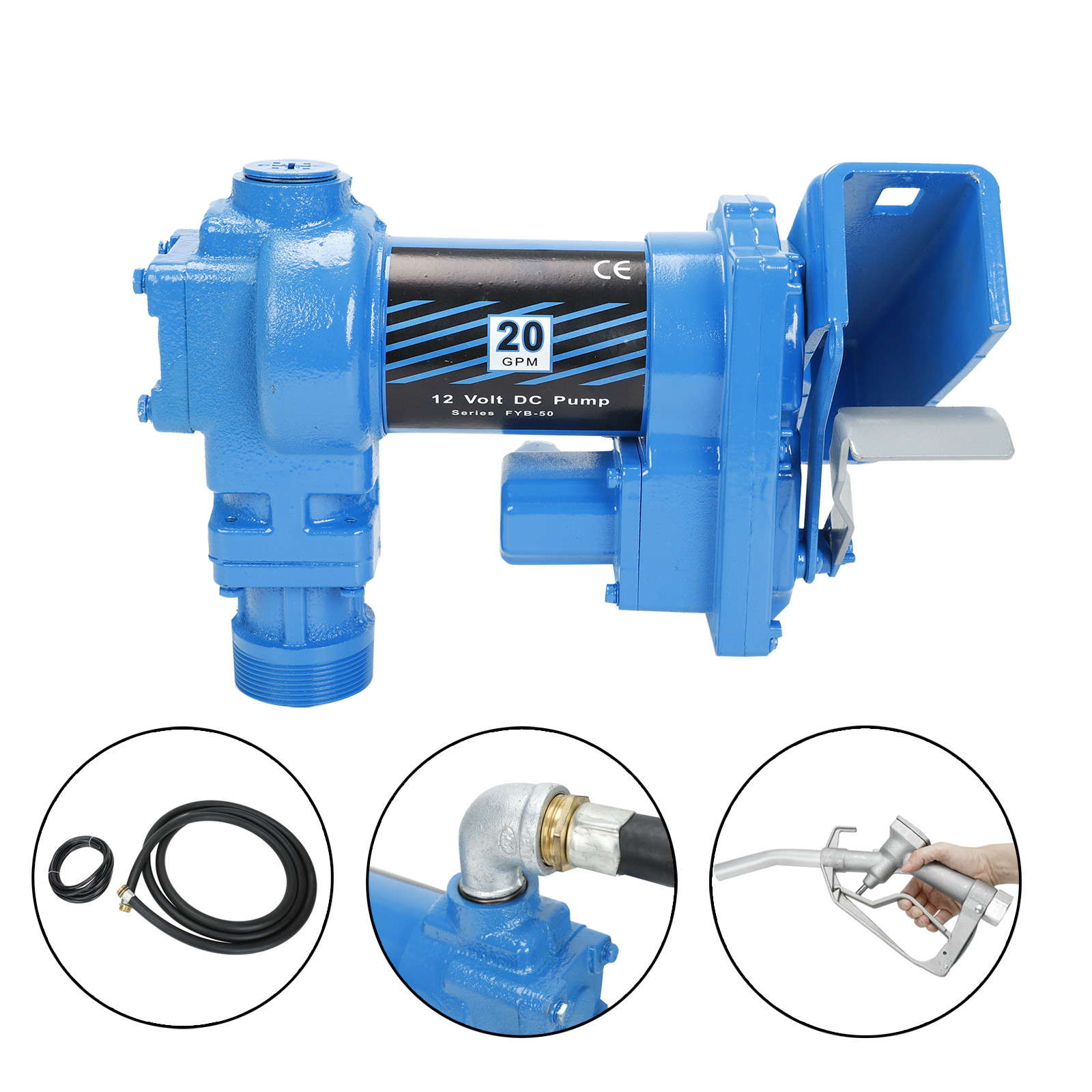 Gasoline Fuel Transfer Pump with Nozzle Kit 12V DC 20GPM For Gas Diesel Kerosene