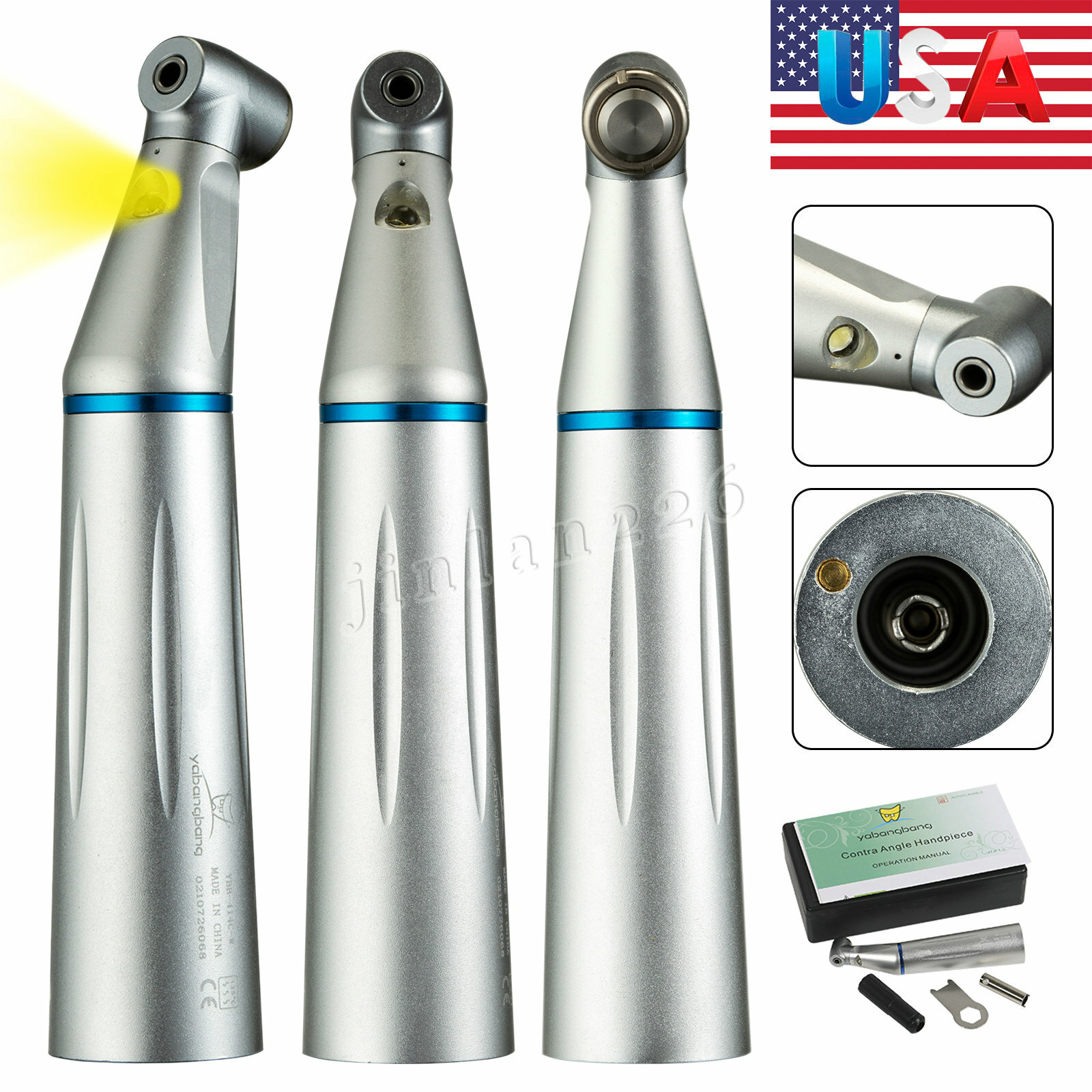 Dental 1:1 LED E-generator / 1:1 Fiber Optic Contra Angle Handpiece For NSK OEM