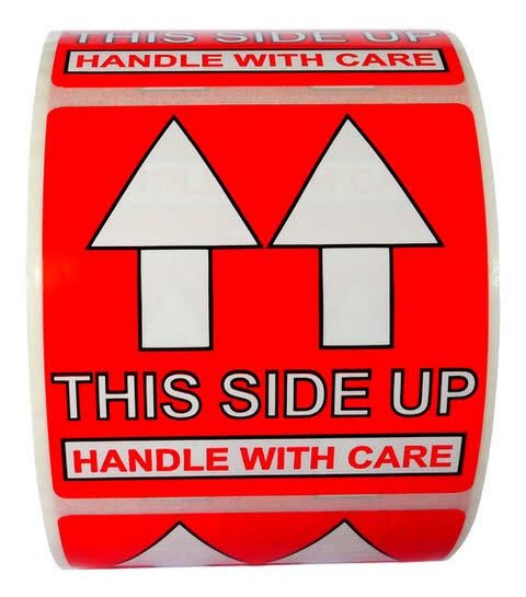 Pre-Printed THIS SIDE UP Labels/Stickers 2×2 (2″ x 2″) – (6) Rolls of 500