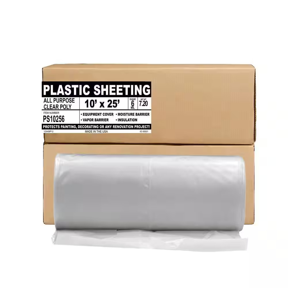 6 MIL Thick Extra Strong Heavy Duty Clear 10ft x 25ft Sheeting, 6 Mil, 1 Count