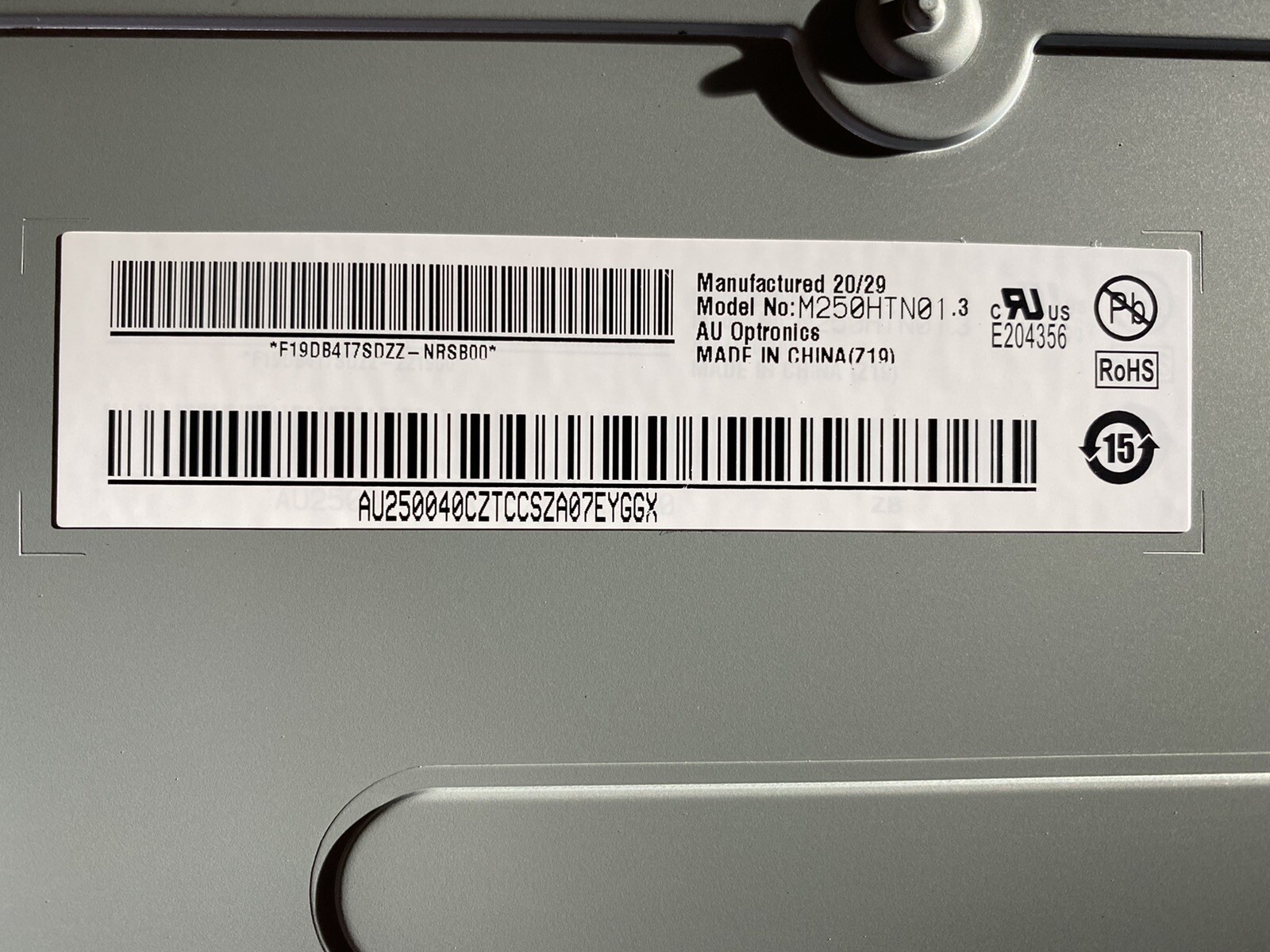AUO M250HTN01.3 24.5” Panel 1920×1080 240 Hz