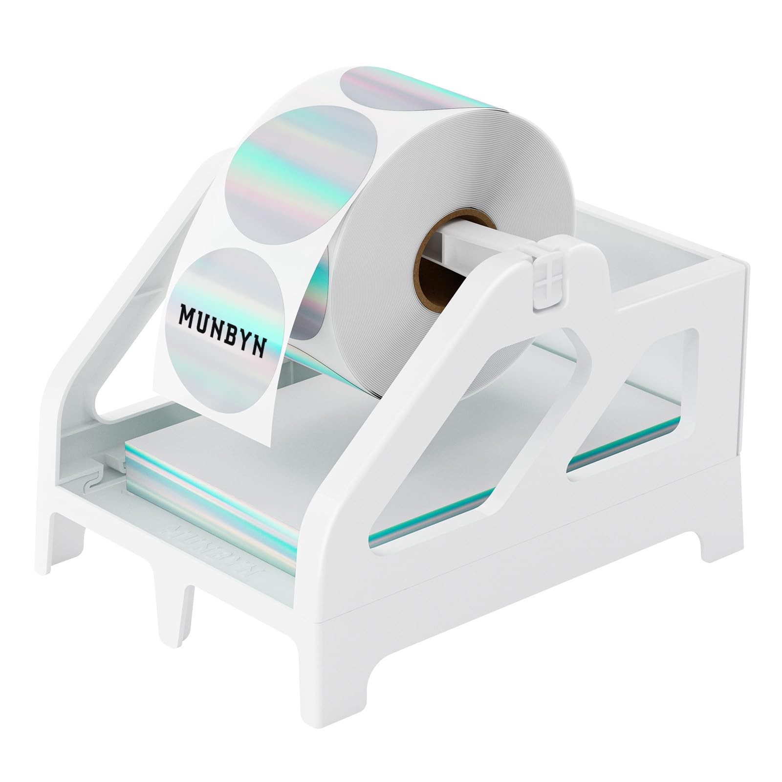 MUNBYN Label Holder for Rolls and Fan-Fold Labels, Thermal Small, White