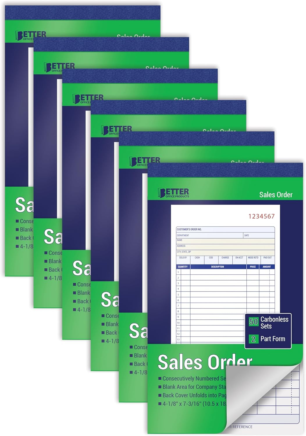 Sales Order Books, 6 Pack, 2-Part Carbonless (White/Canary Yellow), 4-1/8 x 7-3/
