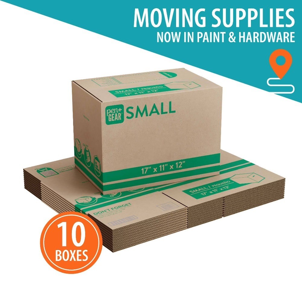 (10 pack) Small Moving Boxes, 17 in. L x 11 in. W x 12 in. H, Kraft