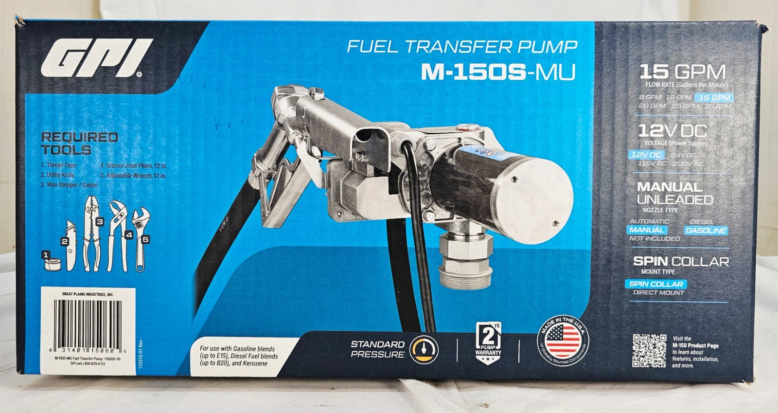 GPI M-150 Series 15 GPM 12V Fuel Transfer Pump M-150S-MU – 110000-99 – NEW
