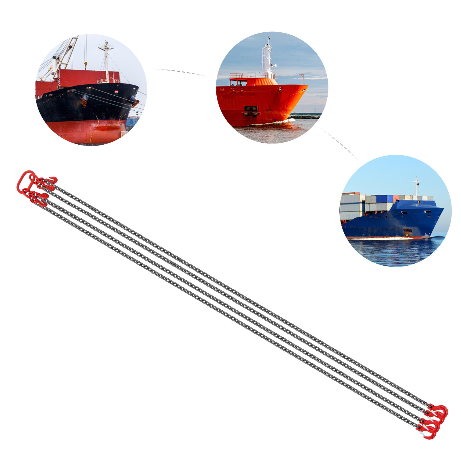 3/8″ x 10′ Chain Sling 4 Legs G80 Lifting Chain with Grab Hooks 22046.23lbs New